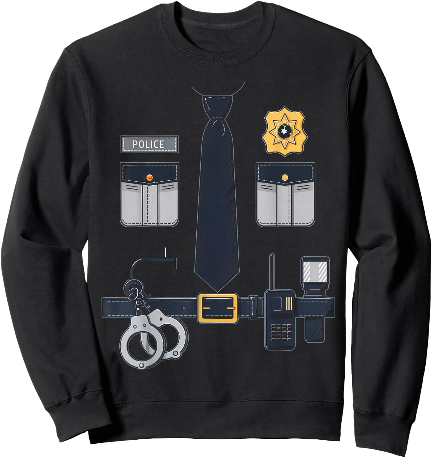 Police Officer Costume Police Badge Cop Halloween Sweatshirt - Sweatshirt | Black