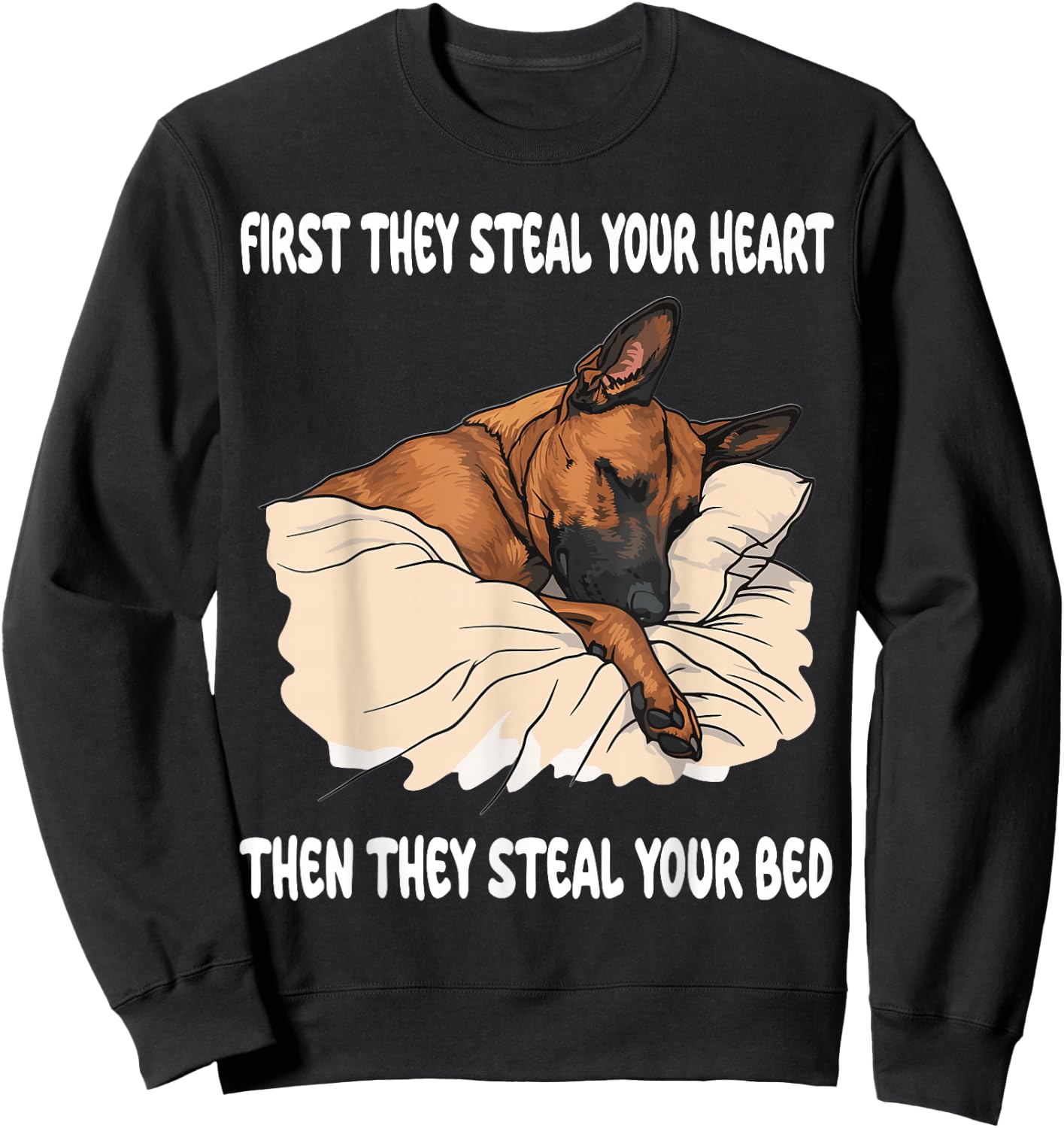 Belgian Malinois Sleeping Pajamas Nightgown Sweatshirt - Sweatshirt | Black