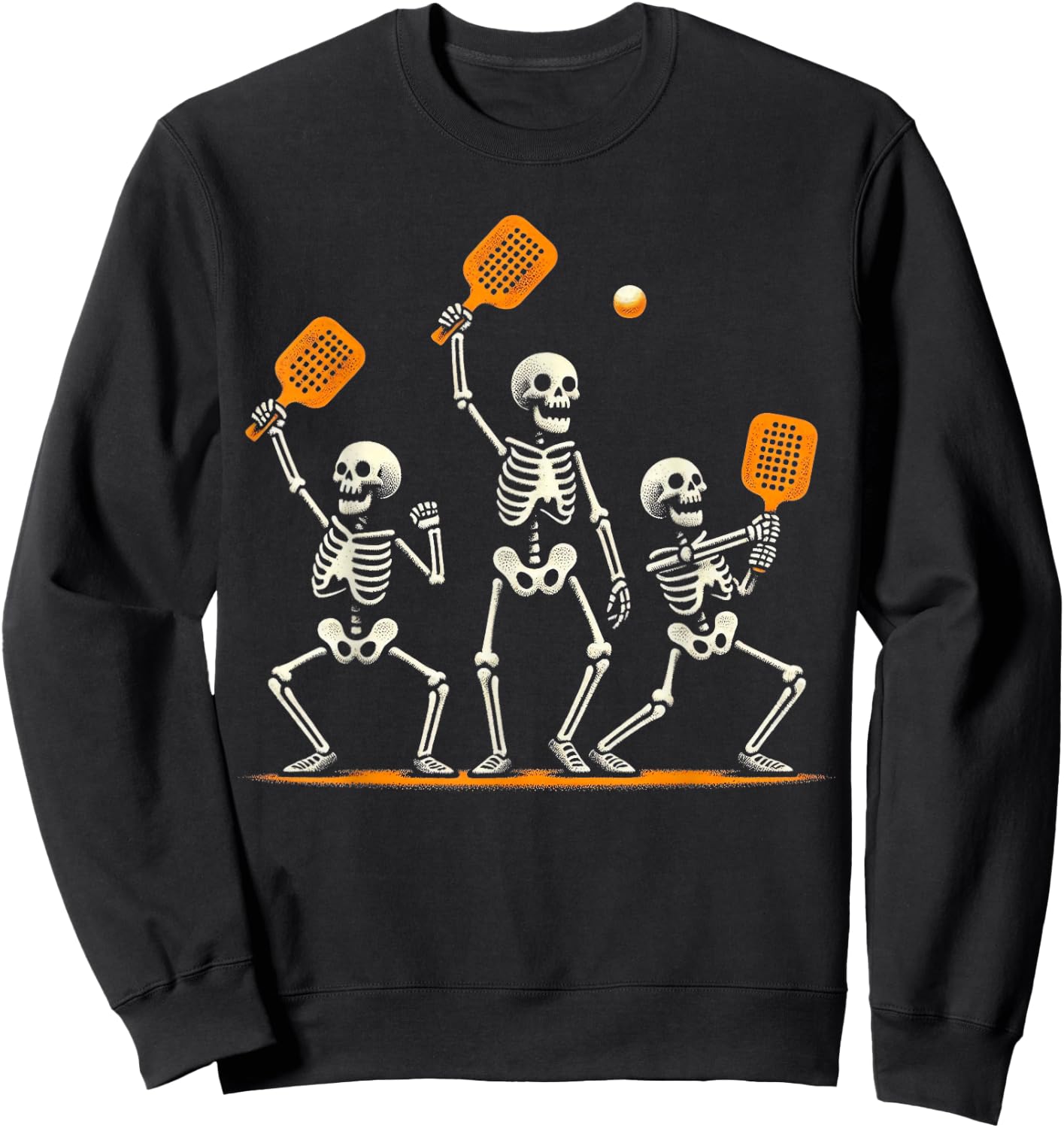 Funny Skeleton Playing Pickleball Halloween Costume Men Sweatshirt - Sweatshirt | Black