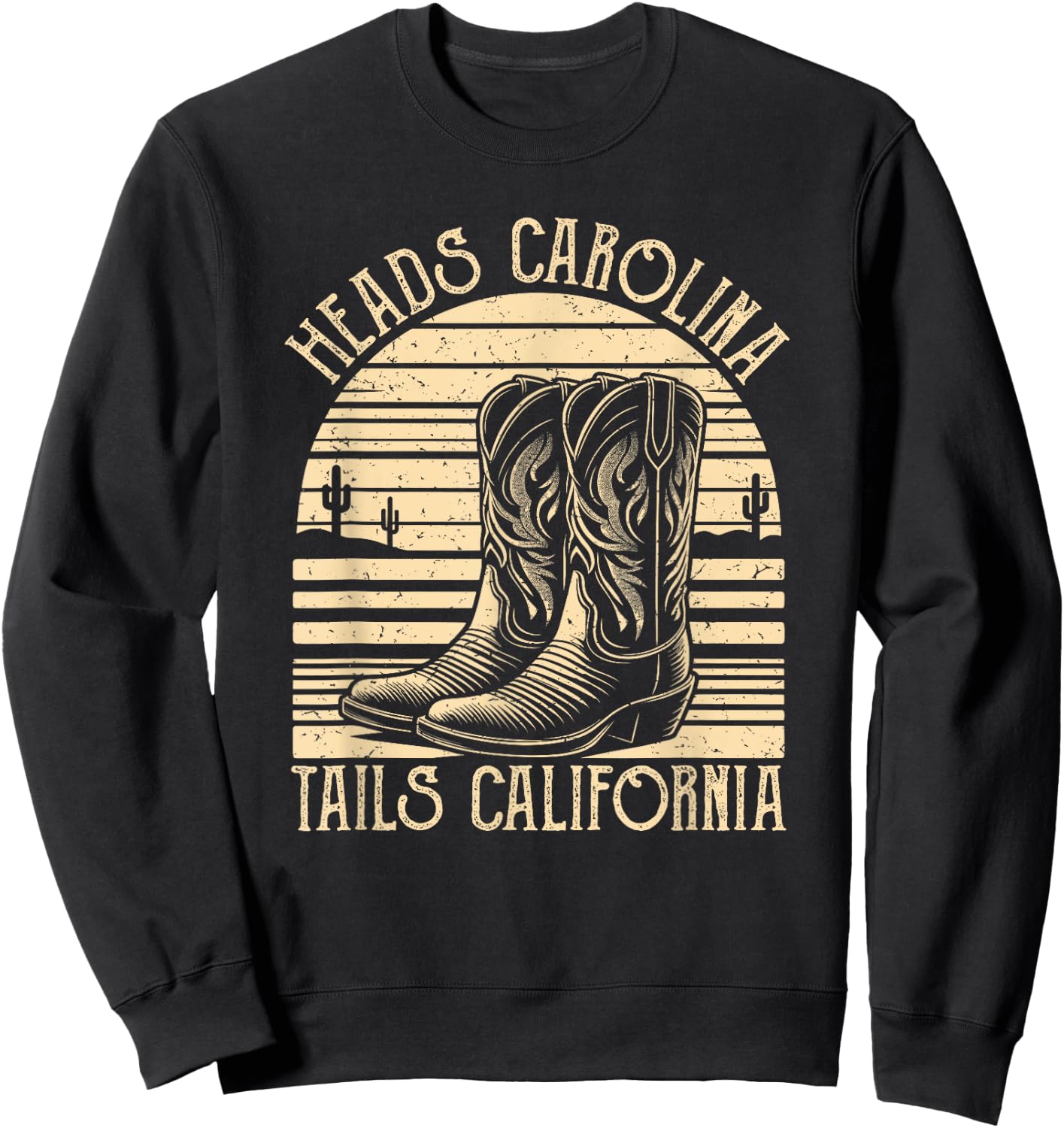 Heads Carolina Tail California Retro Vintage Country Sweatshirt - Sweatshirt | Black