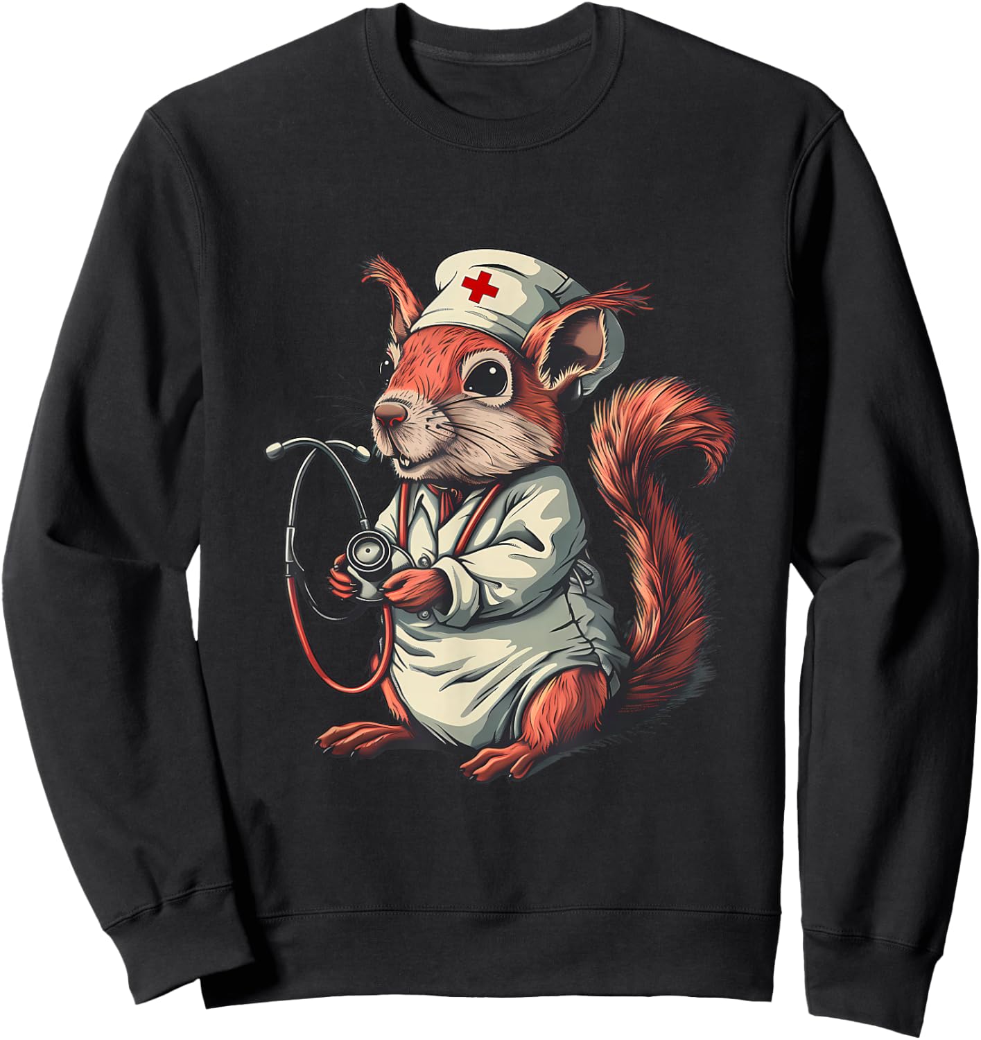 Doctor Squirrel Lover Squirrel Nurse Healthcare Nursing Sweatshirt - Sweatshirt | Black