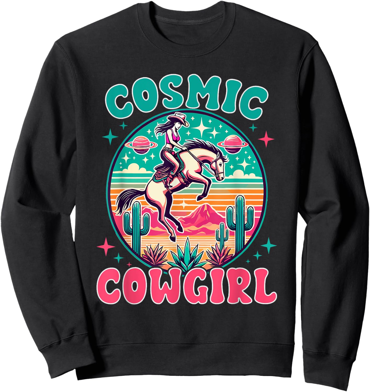Cosmic Cowgirl Outfit Space Costume Galactic Western Riding Sweatshirt - Sweatshirt | Black