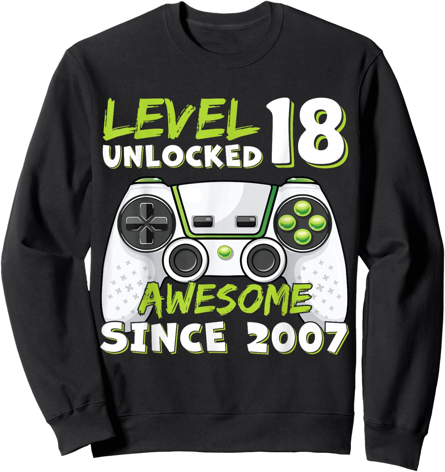 18 Year Old BDay Decorations Men Boy 18yr 2007 18th Birthday Sweatshirt - Sweatshirt | Black