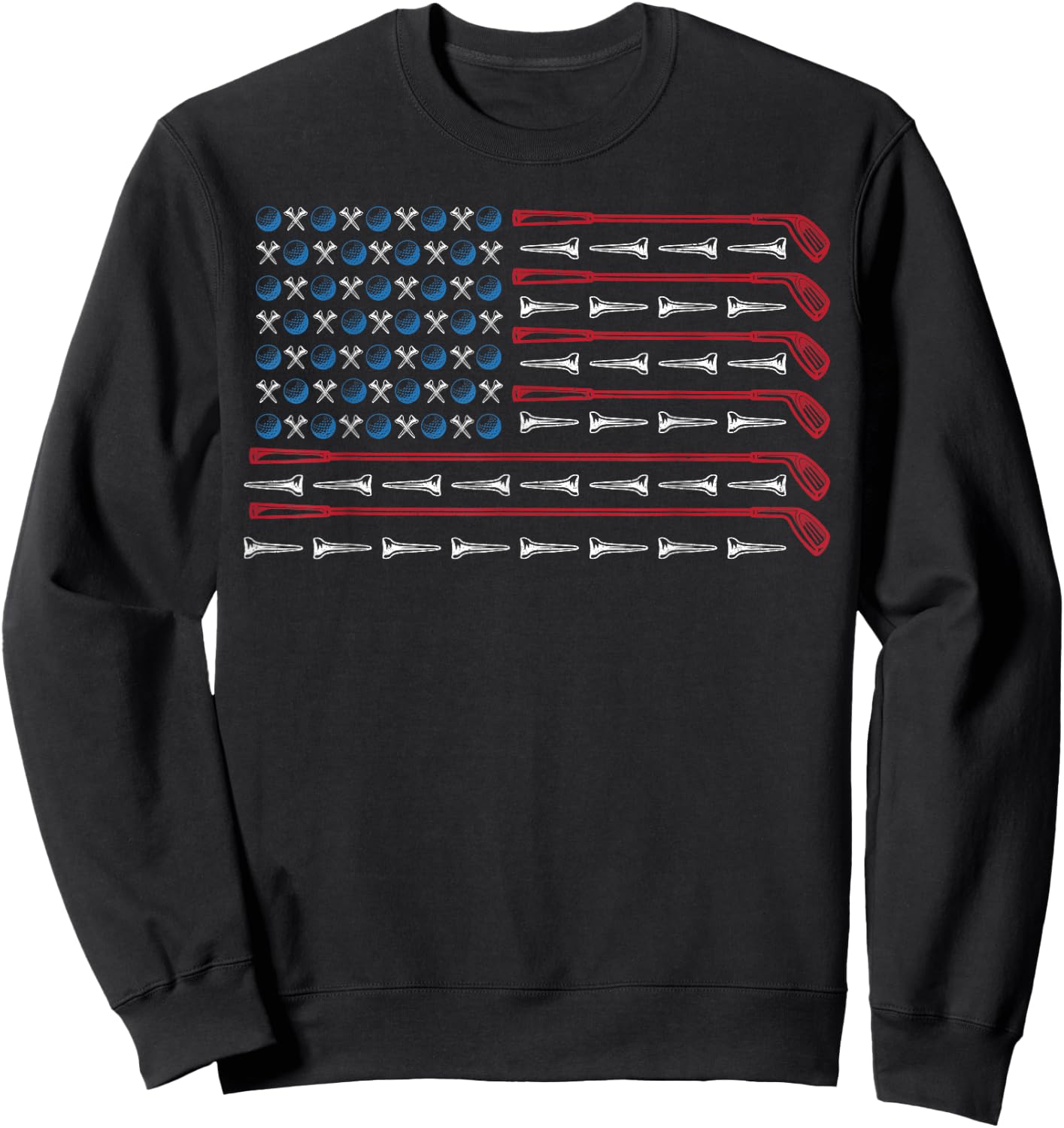 Patriotic American Golfer Flag Golf Club Golf Lover Women Kids Men Sweatshirt - Sweatshirt | Black