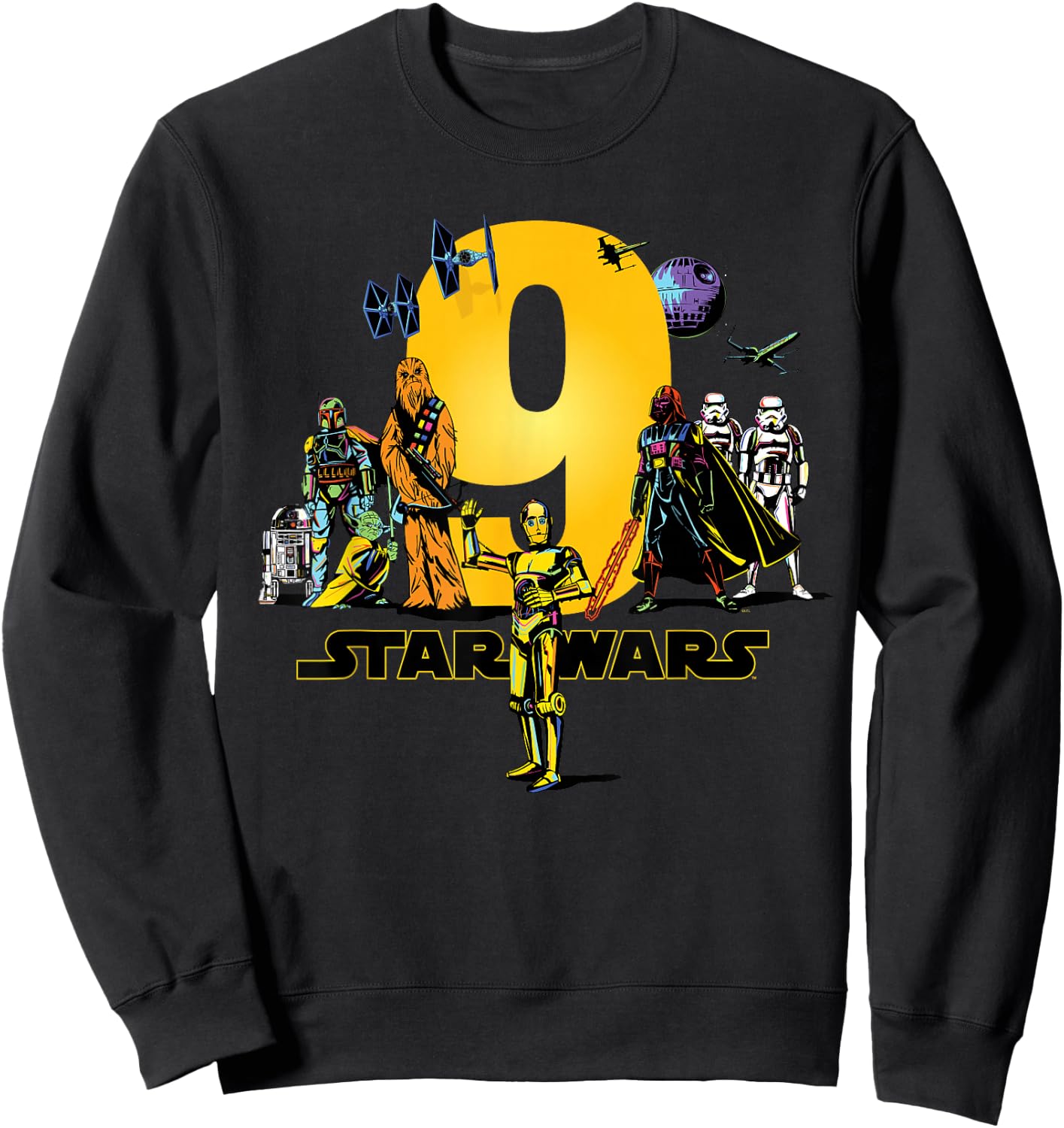 Star Wars Classic Characters Ninth Birthday 9 Years Old Sweatshirt - Sweatshirt | Black