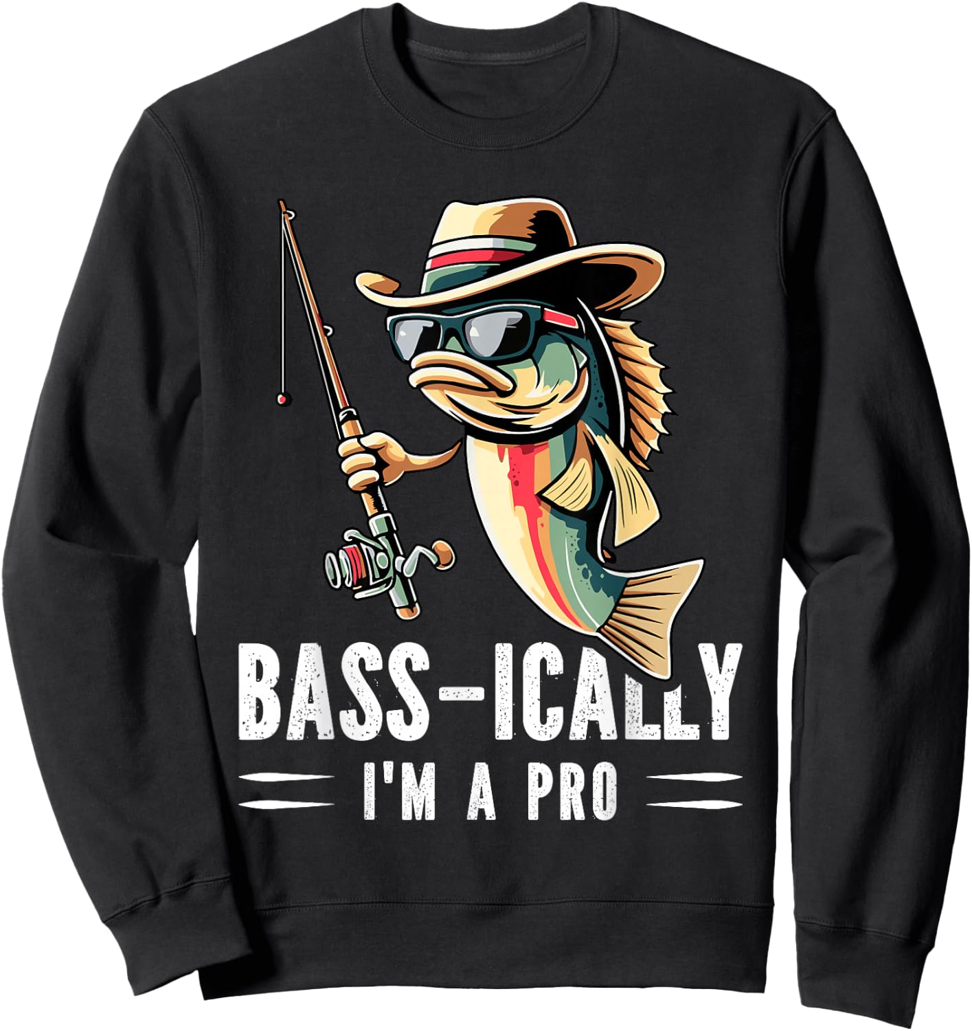 Bass-ically, I'm a Pro Bass Fishing Apparel Kids Sweatshirt - Sweatshirt | Black