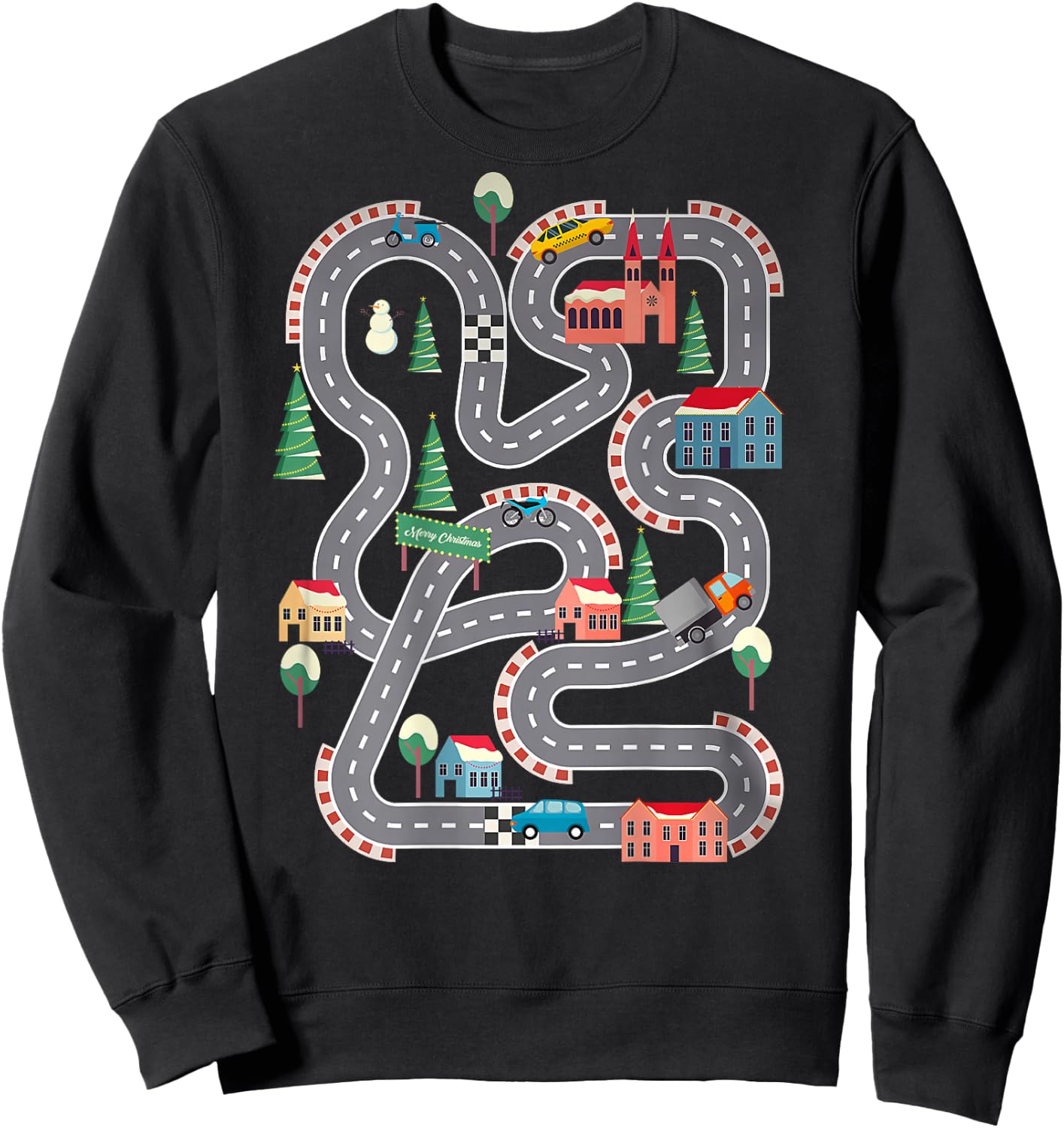 Kid Play Cars On Dad Back Race Track Mat Father's Day Sweatshirt - Sweatshirt | Black