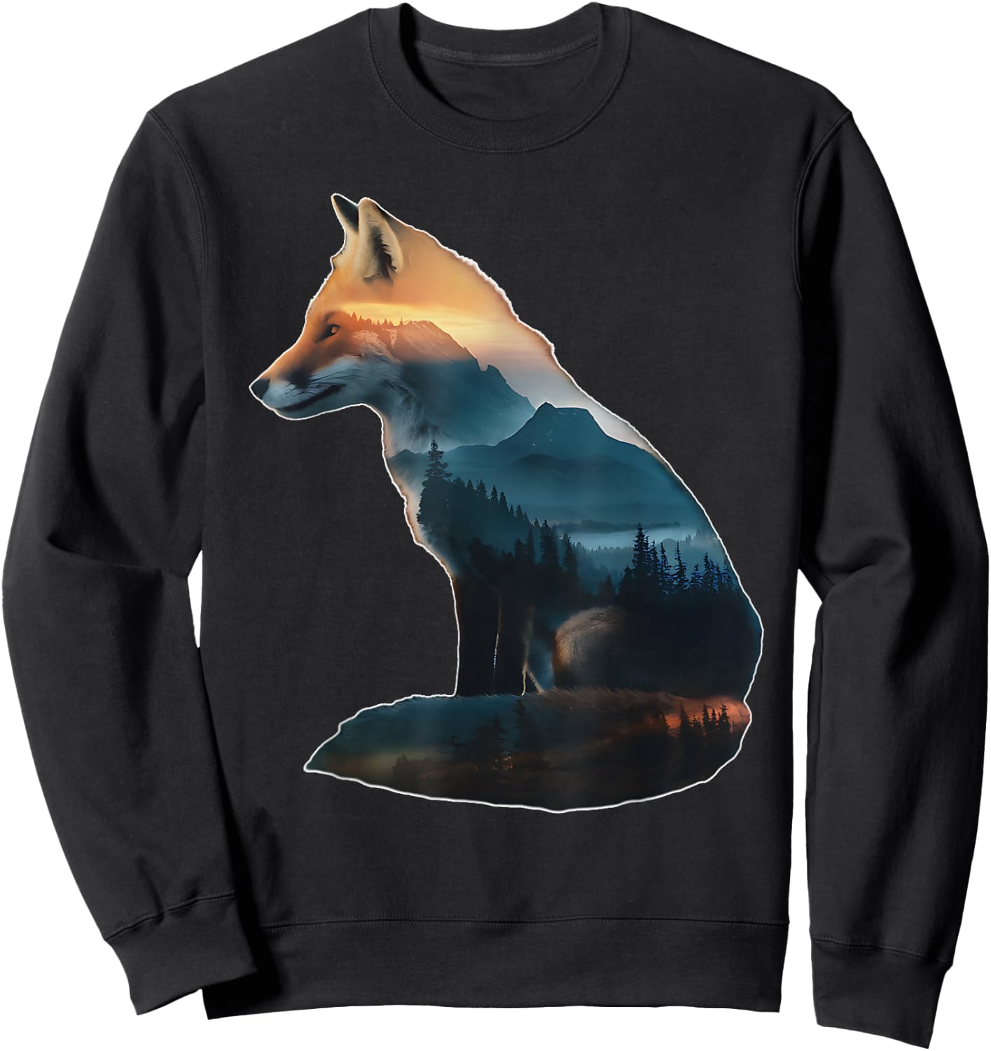 Fox Forest Nature Lover Mountains Camping Bushcraft Foxes Sweatshirt - Sweatshirt | Black