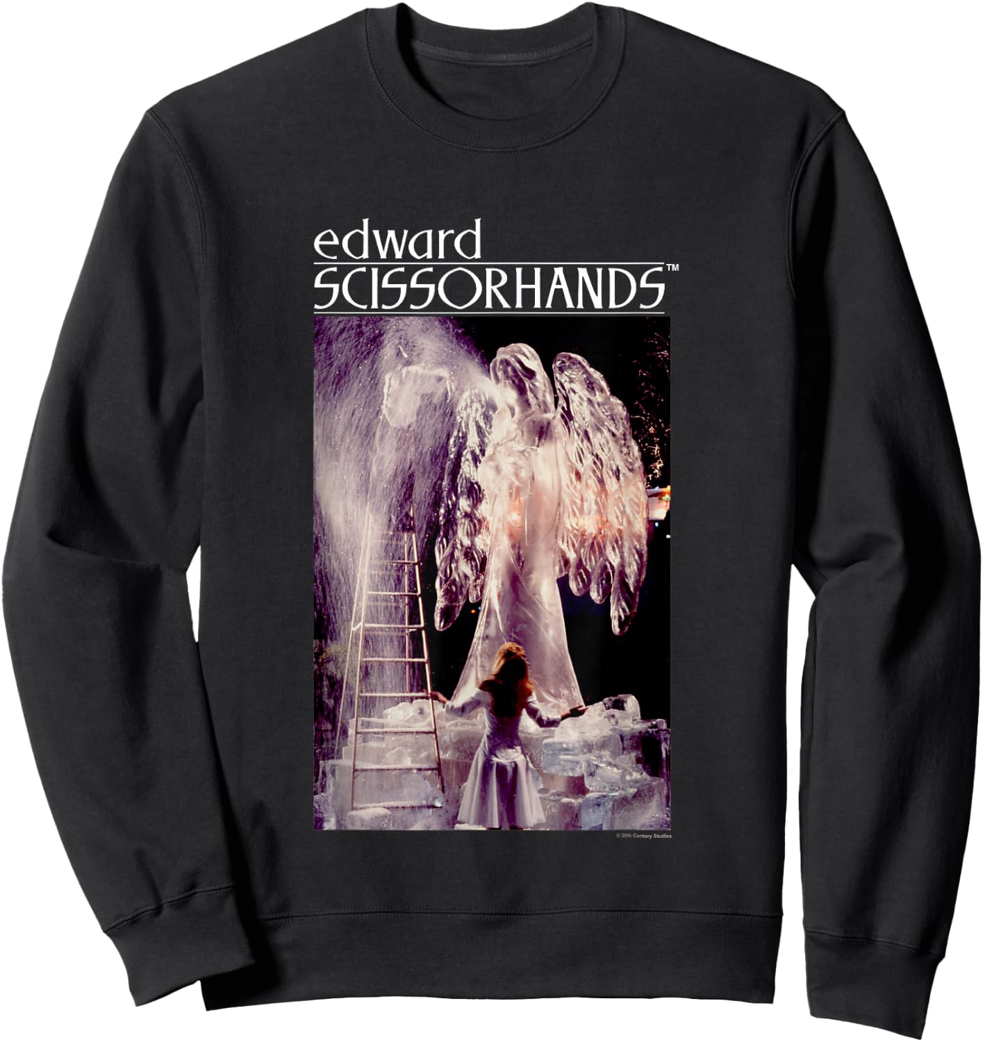 Edward Scissorhands Iconic Ice Sculpture Retro Chest Poster Sweatshirt - Sweatshirt | Black