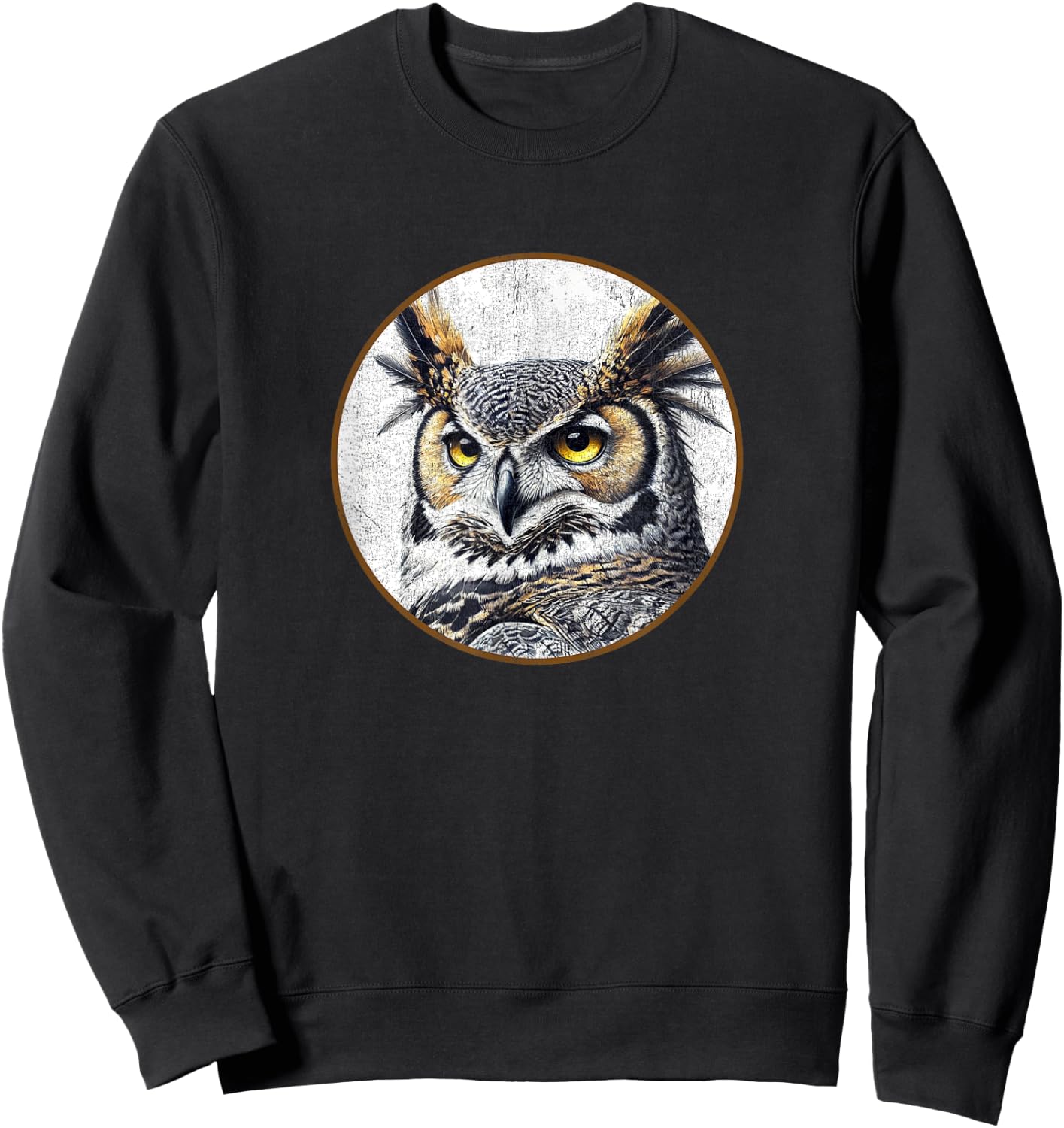 Colorful Retro Great Horned Owl Bird Design Sweatshirt - Sweatshirt | Black
