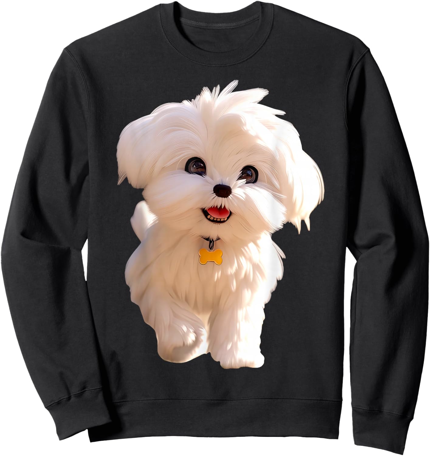 Maltese Dog Art Design I Love Cute Maltese Dogs Sweatshirt - Sweatshirt | Black