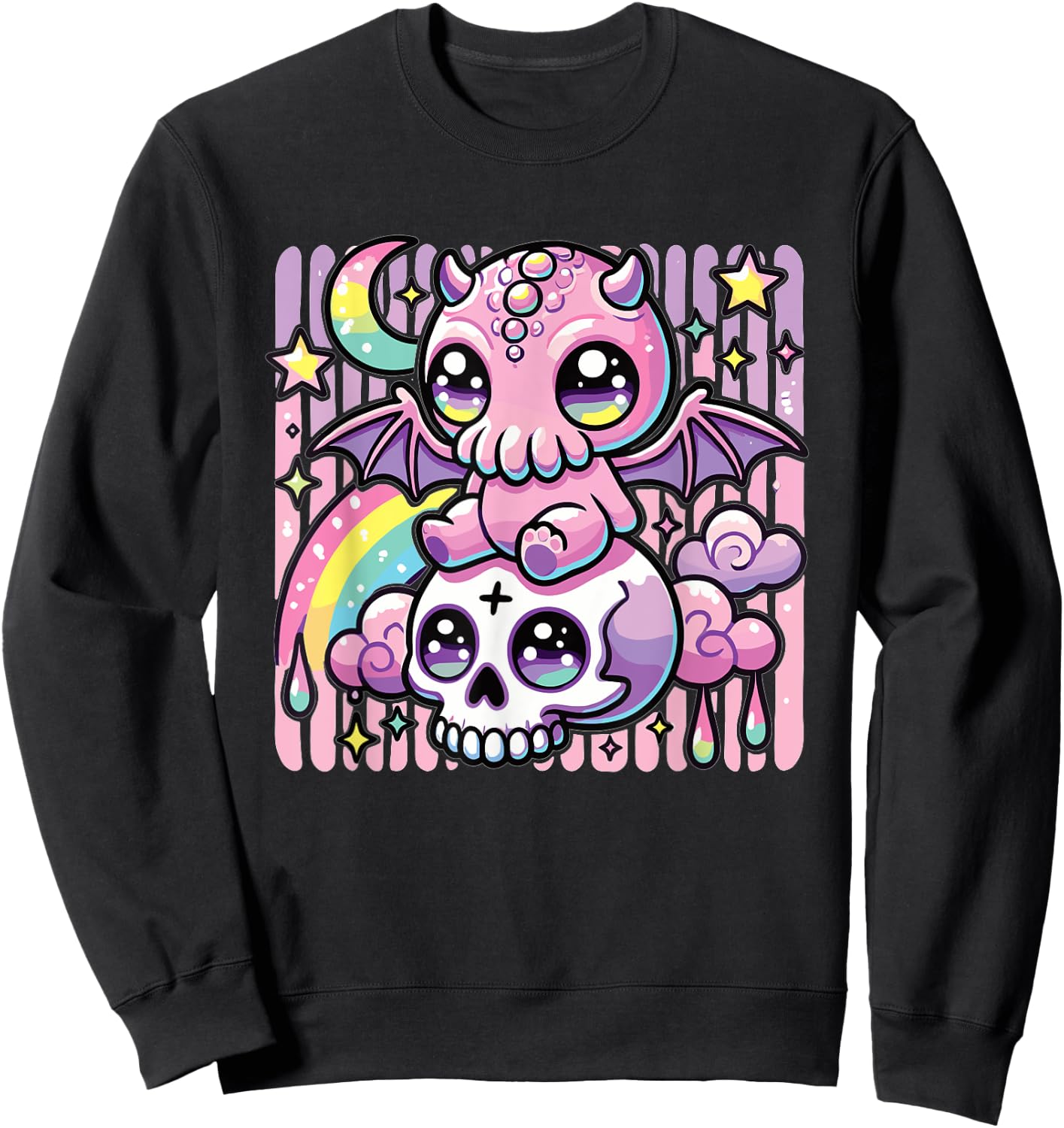 Kawaii Gothic Cthulhu Pastel Colors Gothic Goth Cthulhu Sweatshirt - Sweatshirt | Black