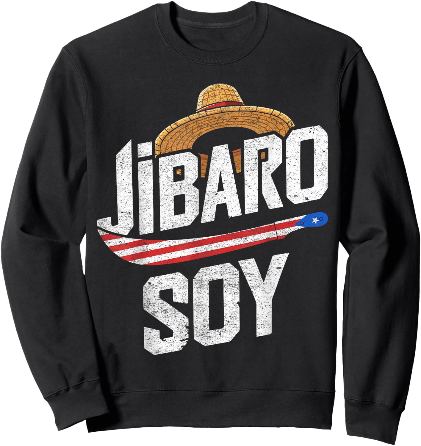 Droll Threads Jibaro Soy Puerto Rico Farmer Taino Boricua Puertorriqueo Sweatshirt - Sweatshirt | Black