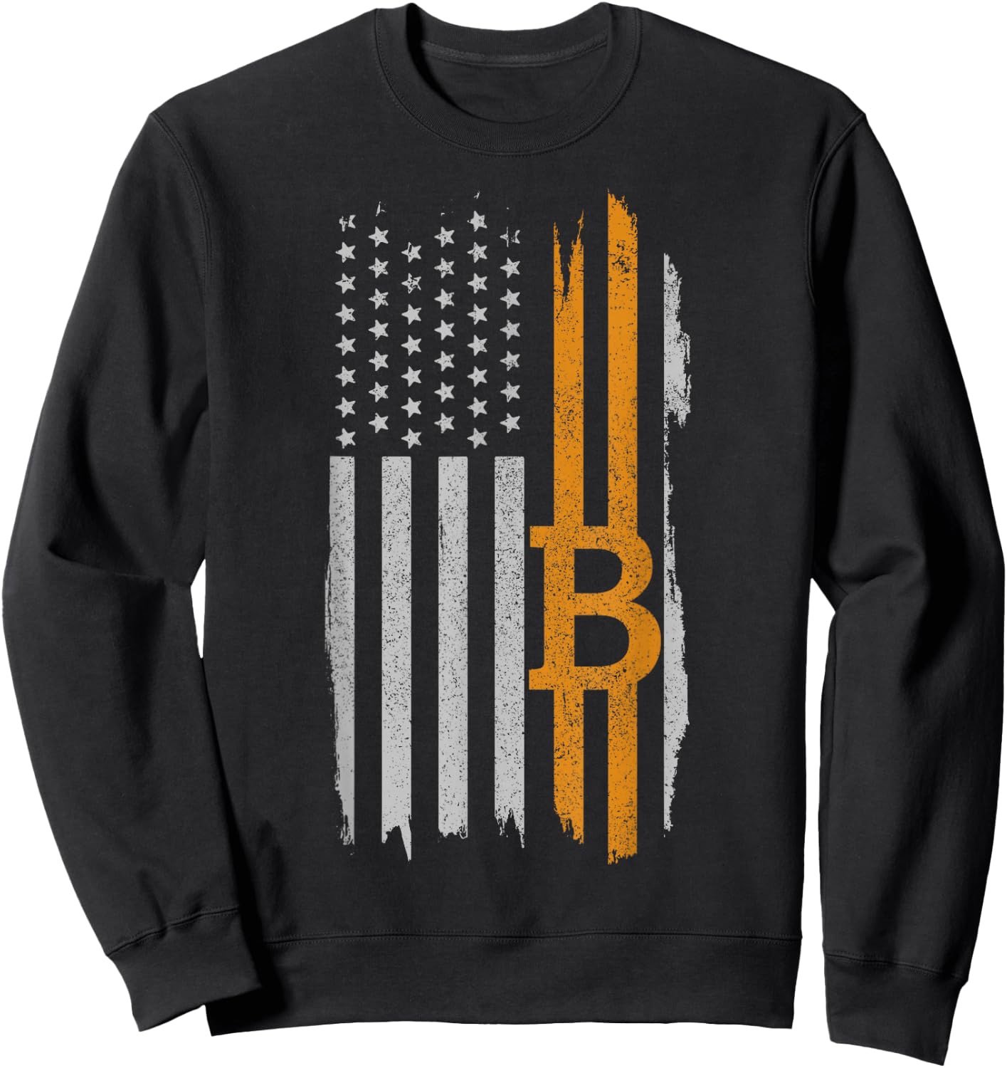 Bitcoin American Flag Patriotic Cryptocurrency HODL Sweatshirt - Sweatshirt | Black