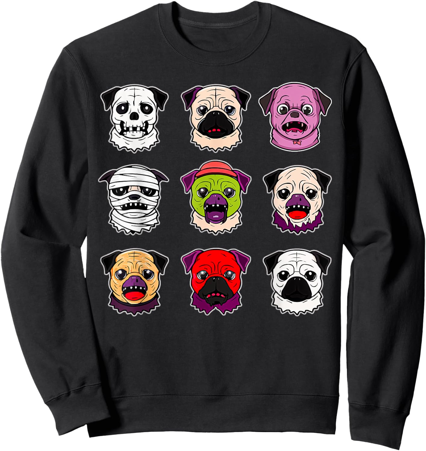 Pug Halloween Costume Spooky Ghost Pumpkin Pug Halloween Sweatshirt - Sweatshirt | Black