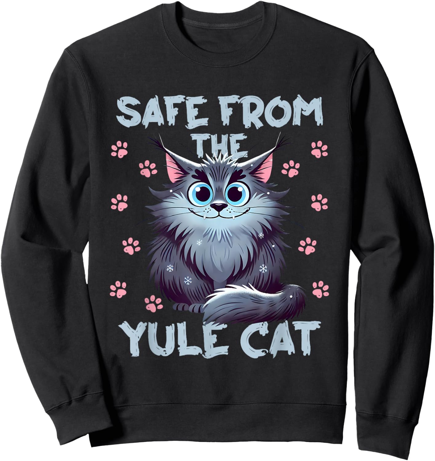Safe From the Yule Cat Jolakotturinn Icelanic Folklore Women Kids Sweatshirt - Sweatshirt | Black