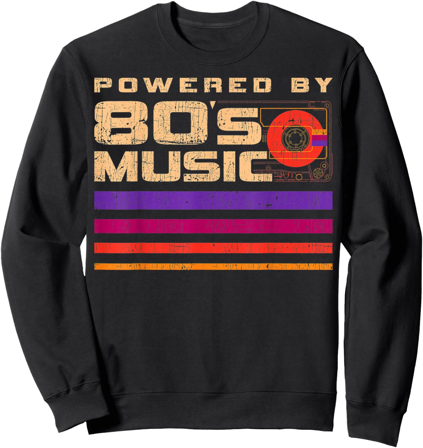 Retro Vintage Distressed 80's Music Rock Lovers Sweatshirt - Sweatshirt | Black