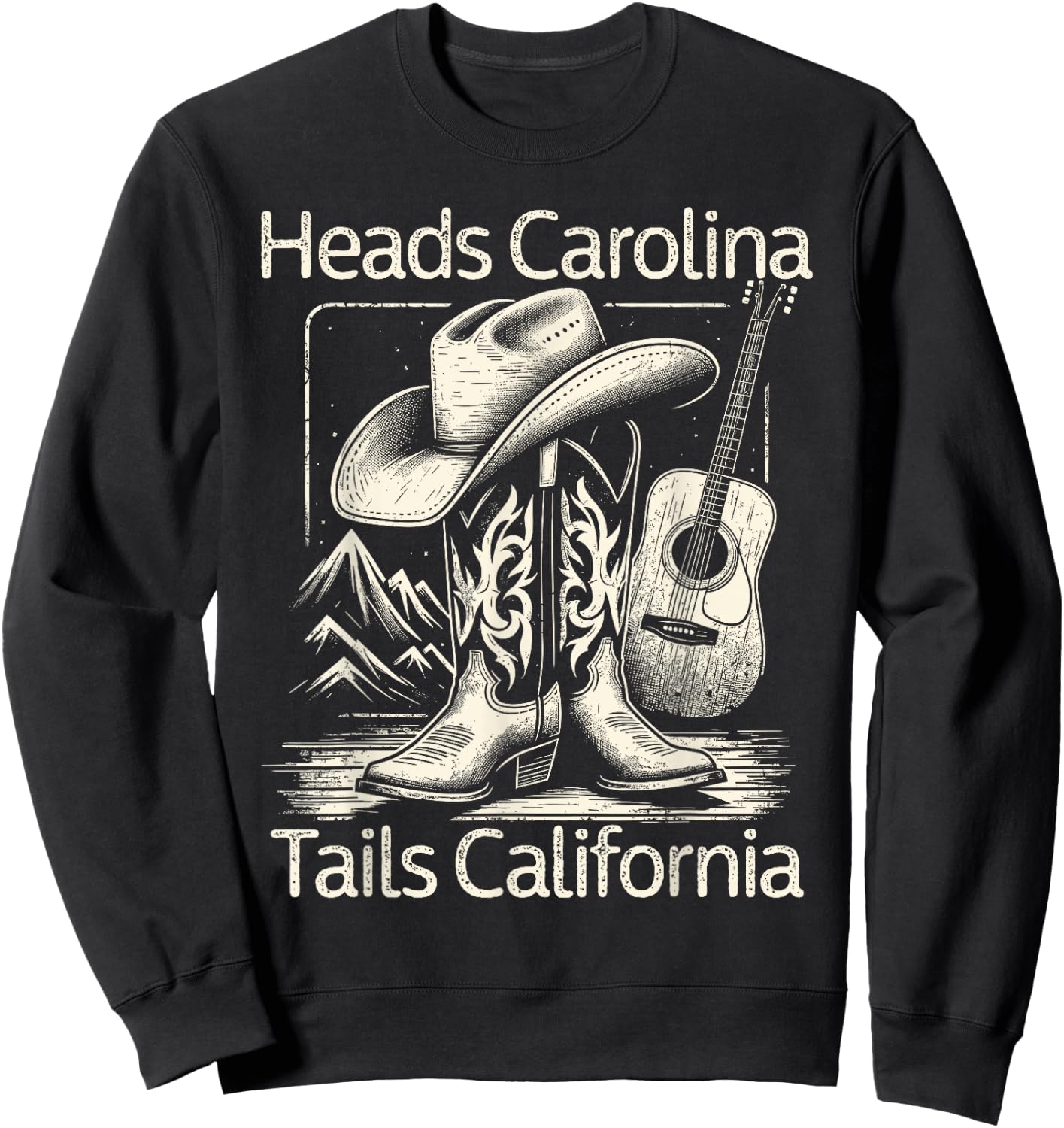 Heads Carolina Tail California Retro Vintage Country Sweatshirt - Sweatshirt | Black