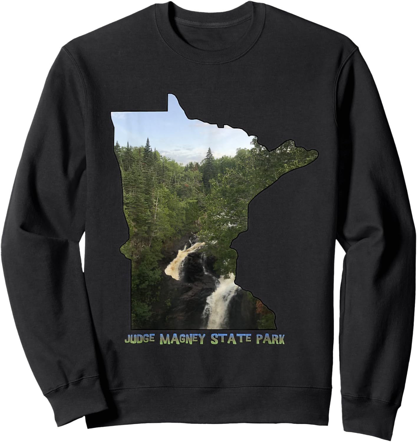 Minnesota Outline (Devil's Kettle in Judge Magney State Park Sweatshirt - Sweatshirt | Black