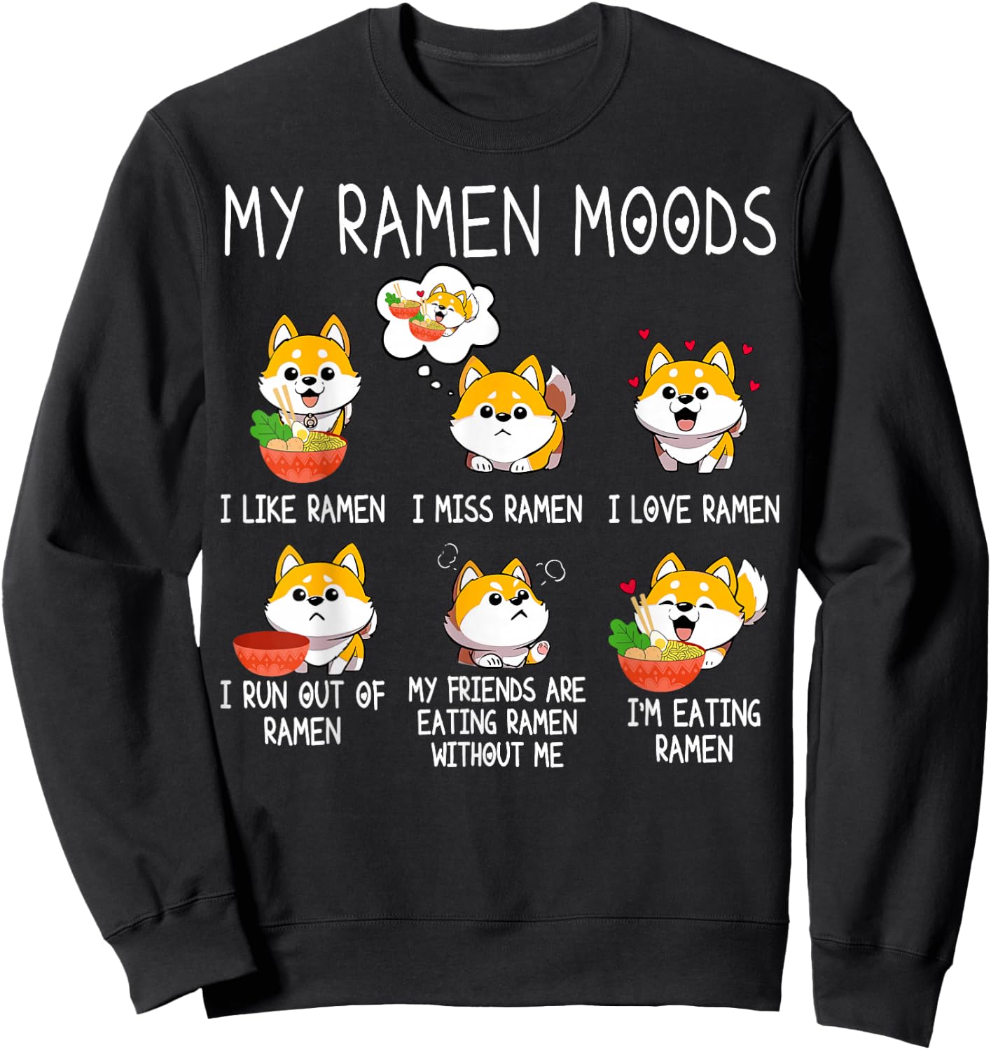 Ramen Shiba Inu Dog Lover Japanese Noodles Women Kid Sweatshirt - Sweatshirt | Black