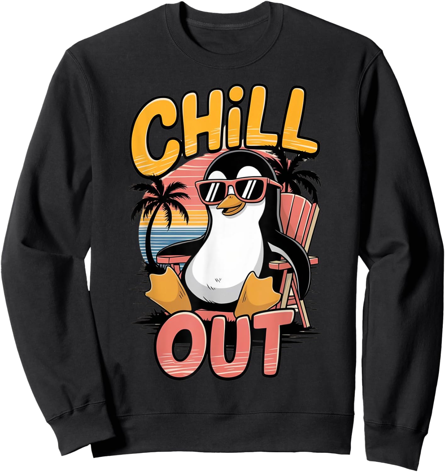 Chill Out Penguin Sweatshirt - Sweatshirt | Black