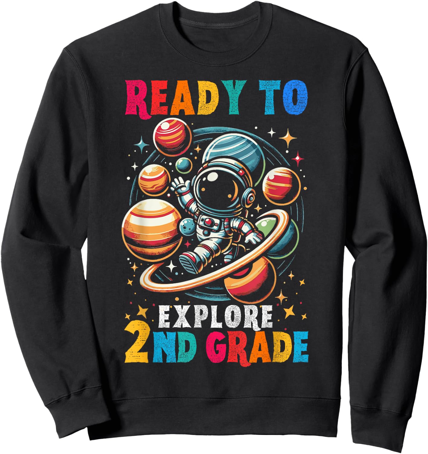First day Kids Welcome back to School Astronaut 2nd grade Sweatshirt - Sweatshirt | Black