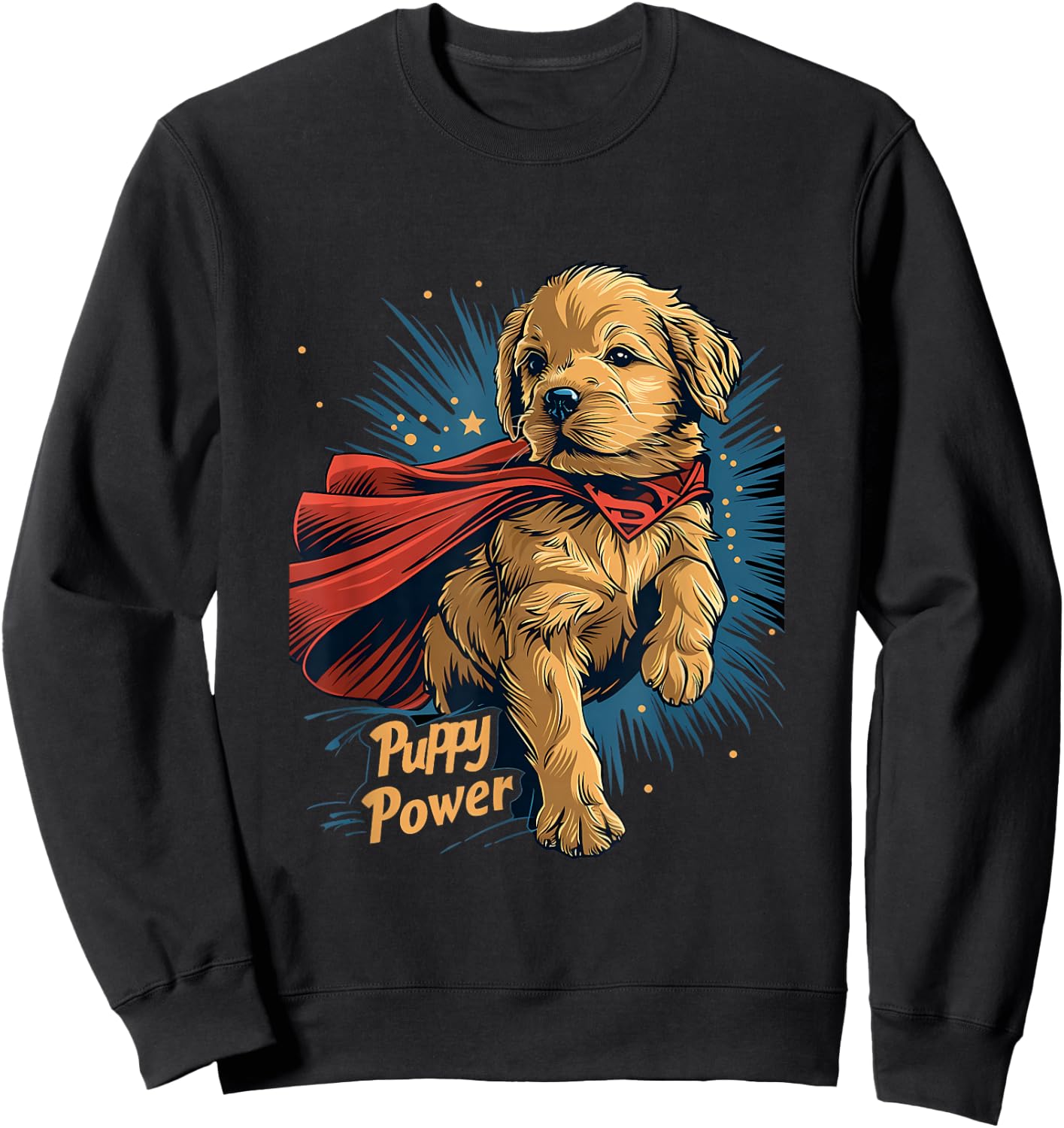 Golden Retriever Puppy Power Superhero for Dog Lover Parent Sweatshirt - Sweatshirt | Black