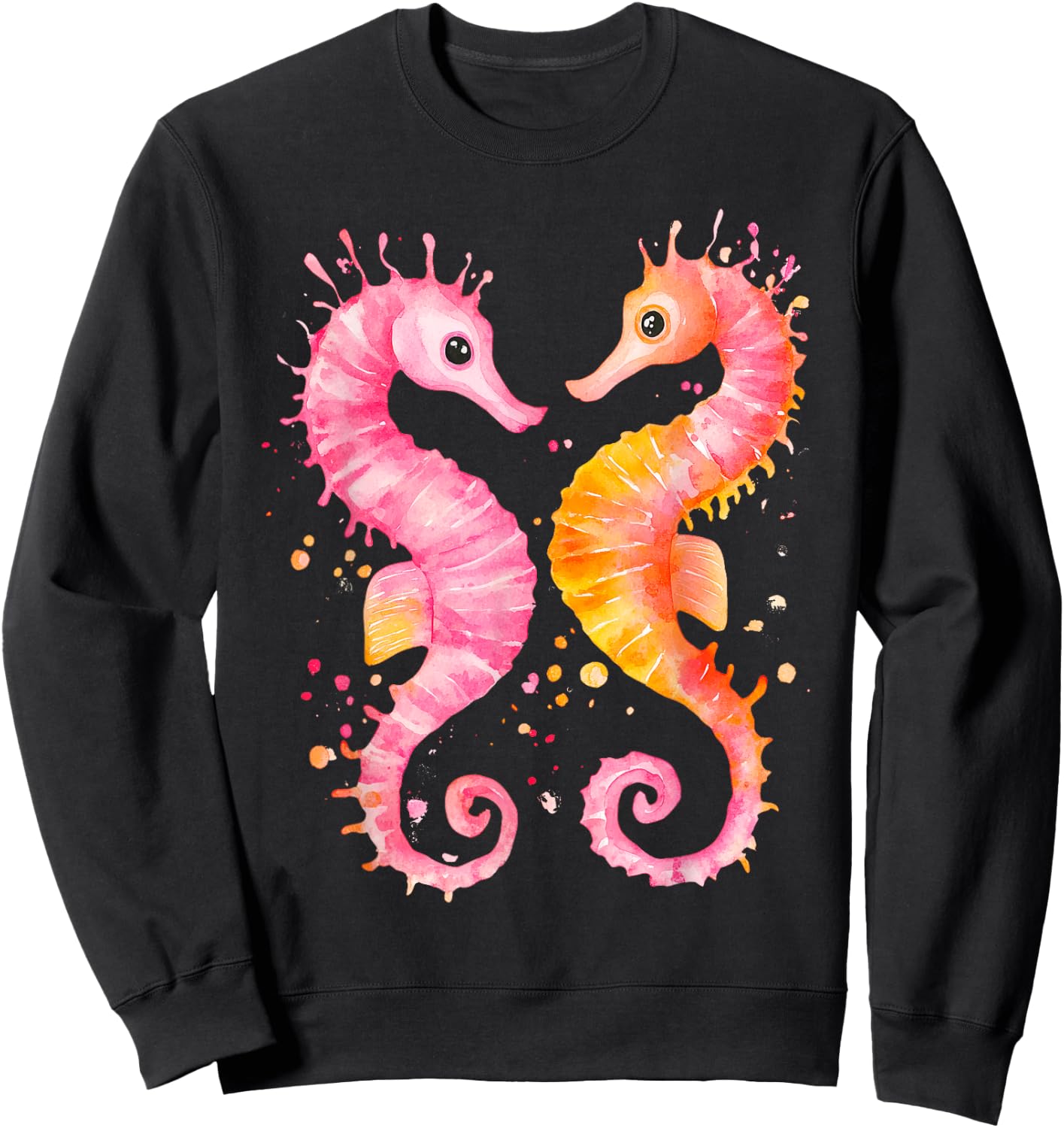 Seahorse Coral Starfish Nautical Art Seahorse lovers Sweatshirt - Sweatshirt | Black