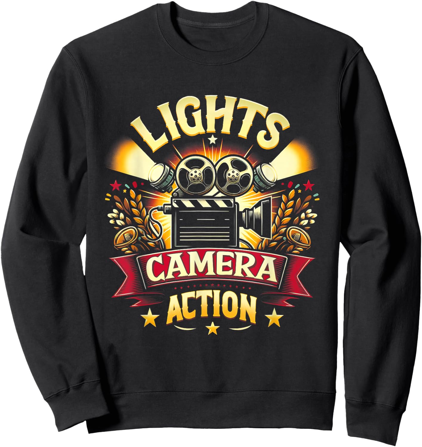 Lights Director Camera Movie Action Film Featuring A Film Sweatshirt - Sweatshirt | Black
