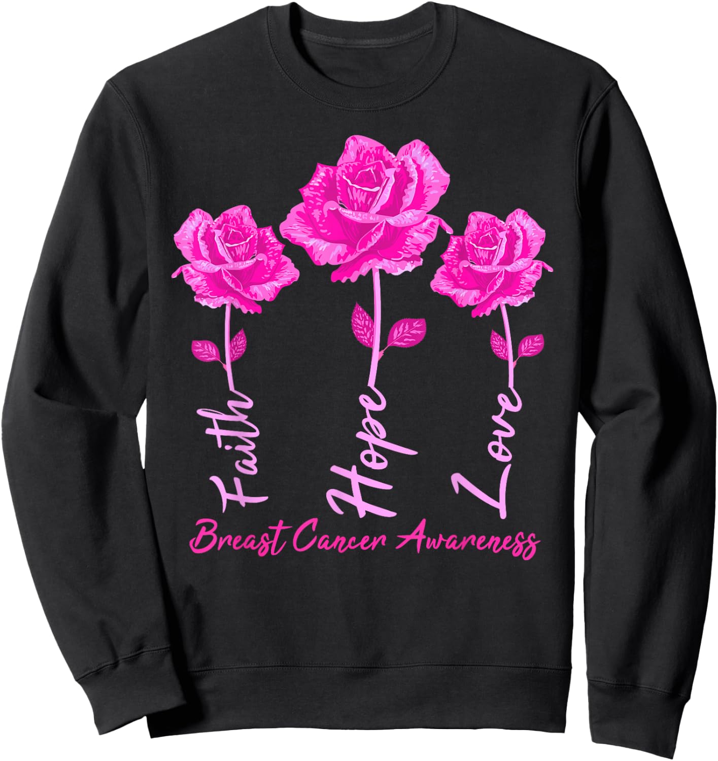 Faith Hope Love Men Pink Tulips Flowers Sweatshirt - Sweatshirt | Black