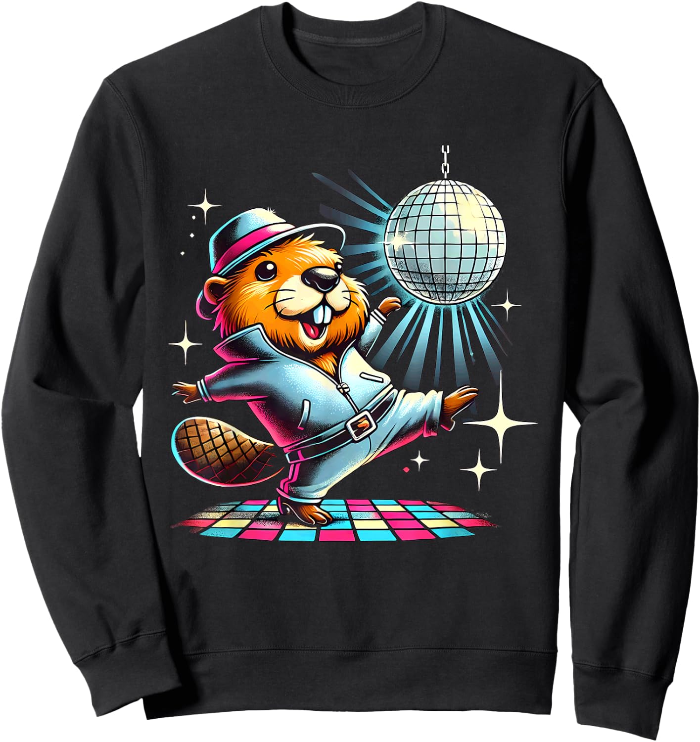 Aesthetic Beaver Dancing Disco Sweatshirt - Sweatshirt | Black
