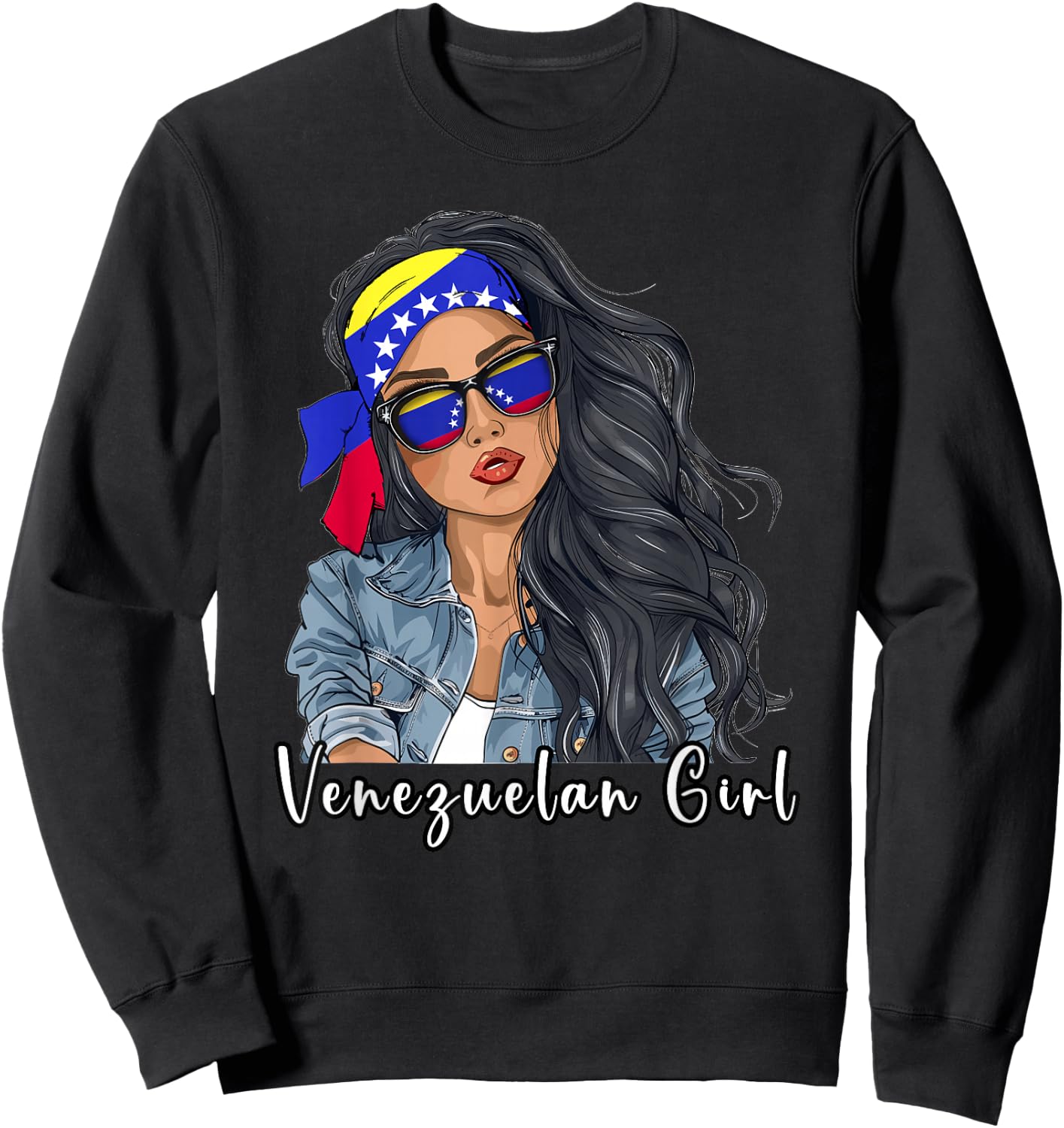 Venezuelana Woman Products Flag Uniform Girl Venezuela Sweatshirt - Sweatshirt | Black
