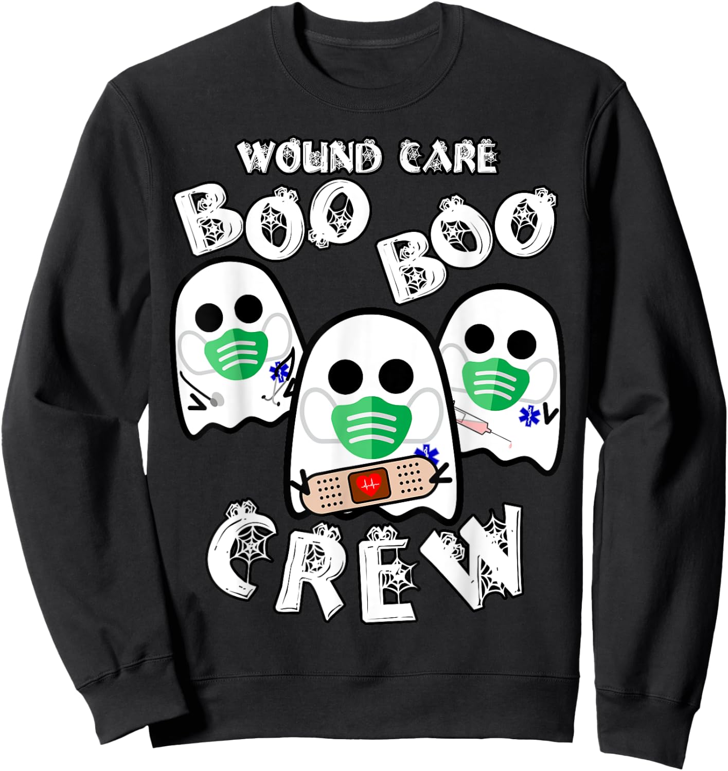 Wound Care Boo Boo Crew - Funny Medical Halloween Sweatshirt - Sweatshirt | Black