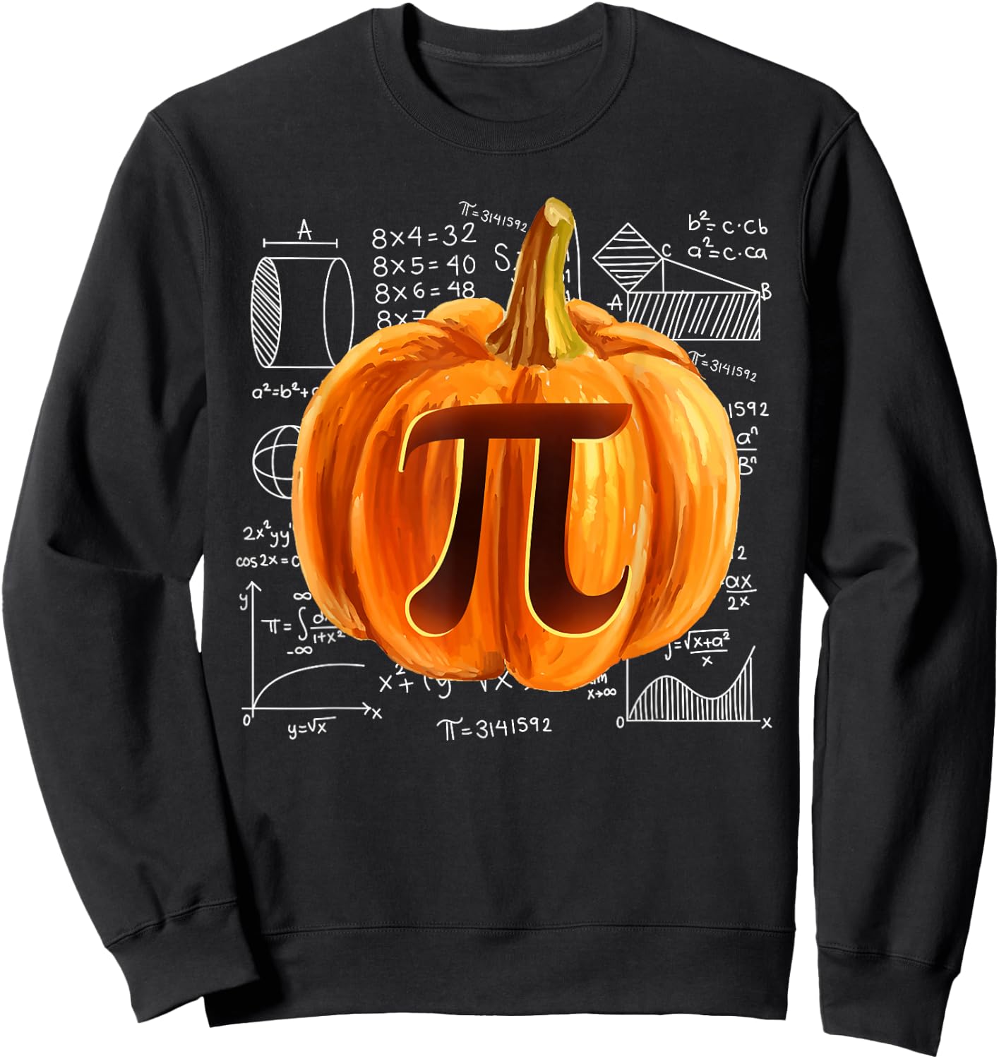 Funny Pumpkin Pie Halloween Thanksgiving Math Teacher Pi Day Sweatshirt - Sweatshirt | Black