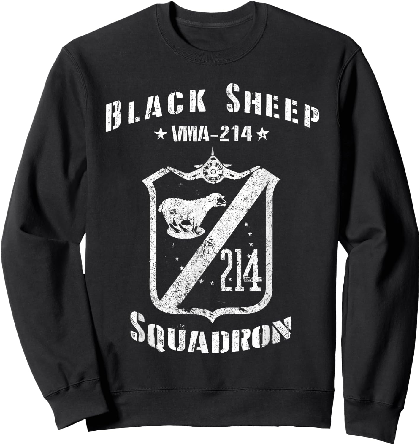 Black Sheep Squadron VMA-214 WWII Vintage Sweatshirt - Sweatshirt | Black