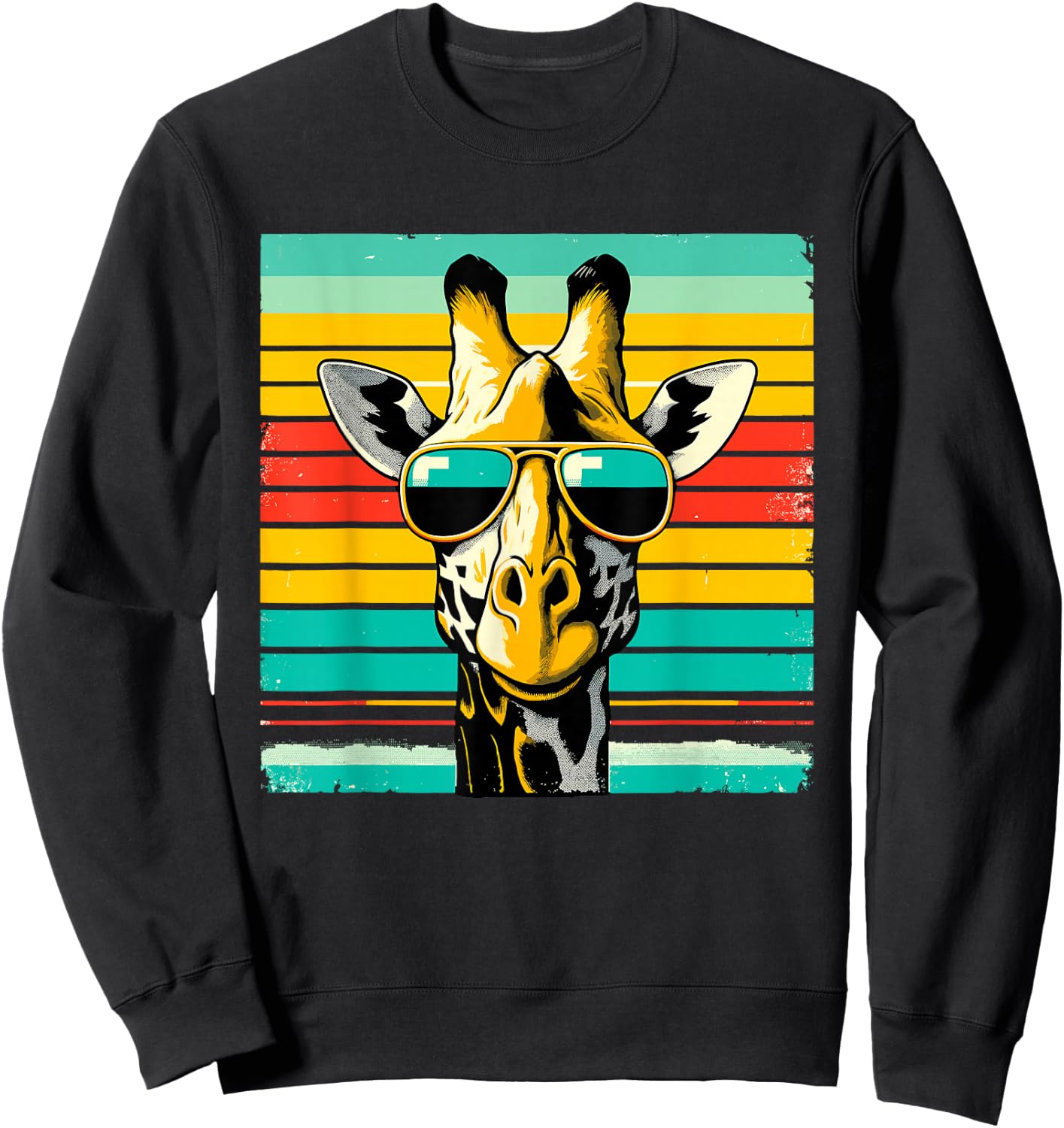 Cool Retro Giraffe Sunglasses Sweatshirt - Sweatshirt | Black
