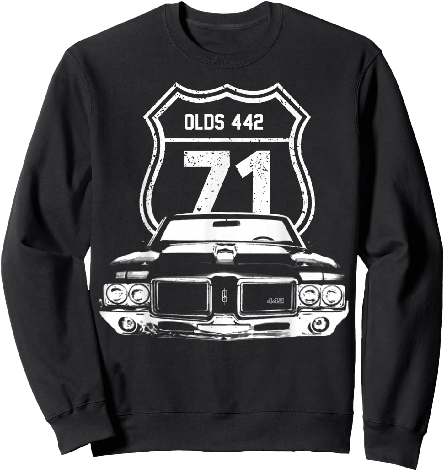 1971 71 Olds 442 Muscle Car Sweatshirt - Sweatshirt | Black