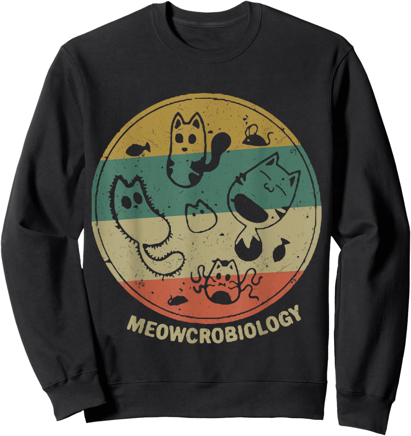 Meowcrobiology Microbiology Science Funny Cat Lover Sweatshirt - Sweatshirt | Black