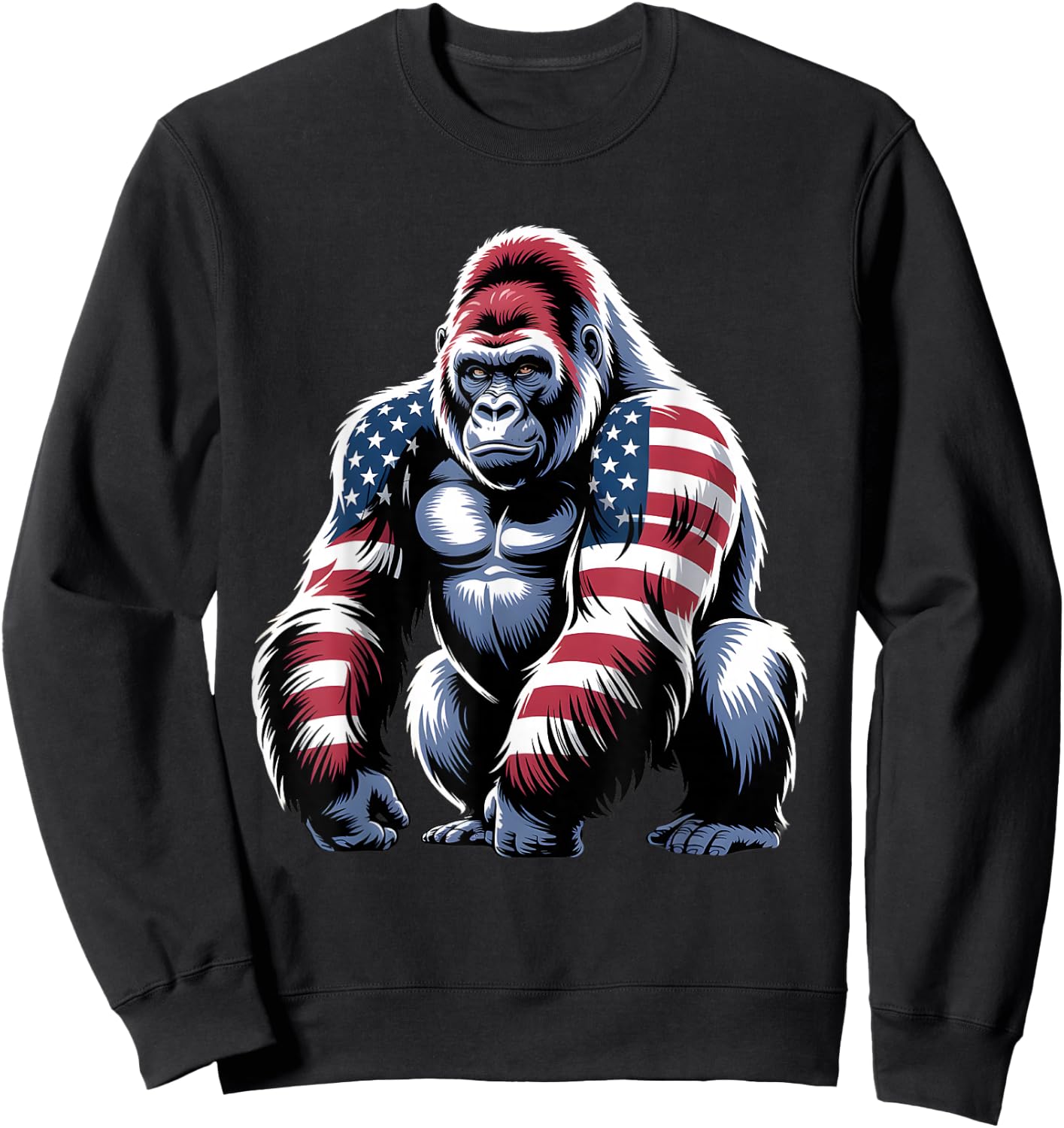 4th Of July Gorilla Lover USA American Flag Patriotic Funny Sweatshirt - Sweatshirt | Black
