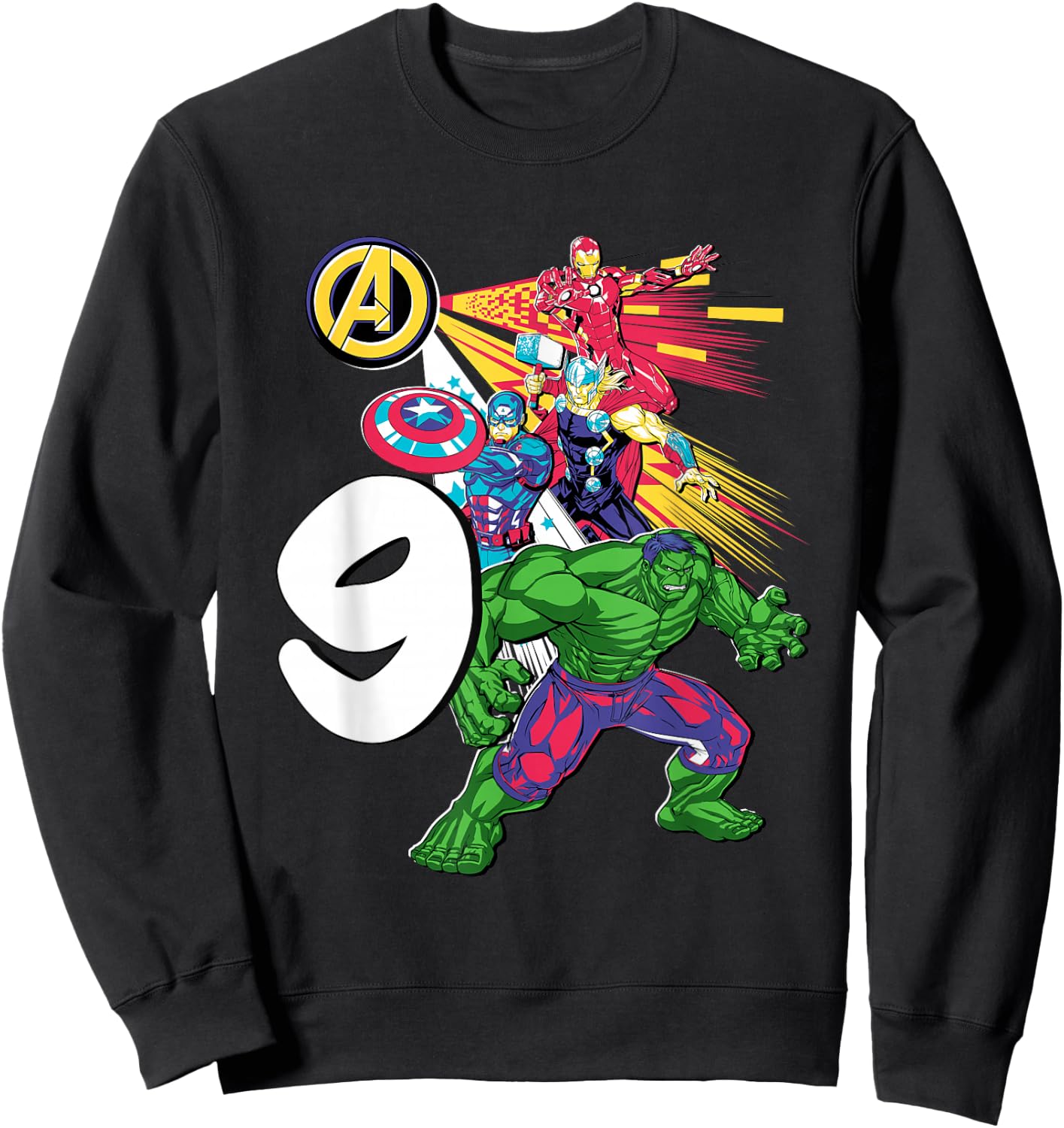 Marvel Super Heroes Avengers 9 Year Old Ninth Birthday Sweatshirt - Sweatshirt | Black