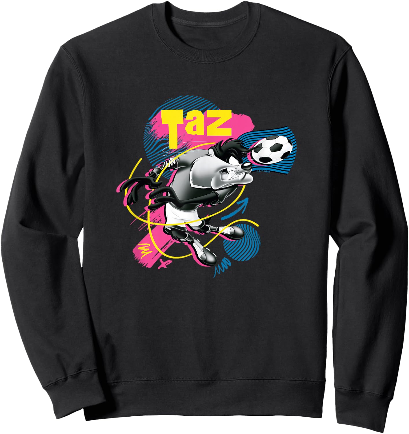 Looney Tunes Tasmanian Devil Retro Vintage Soccer Sketches Sweatshirt - Sweatshirt | Black