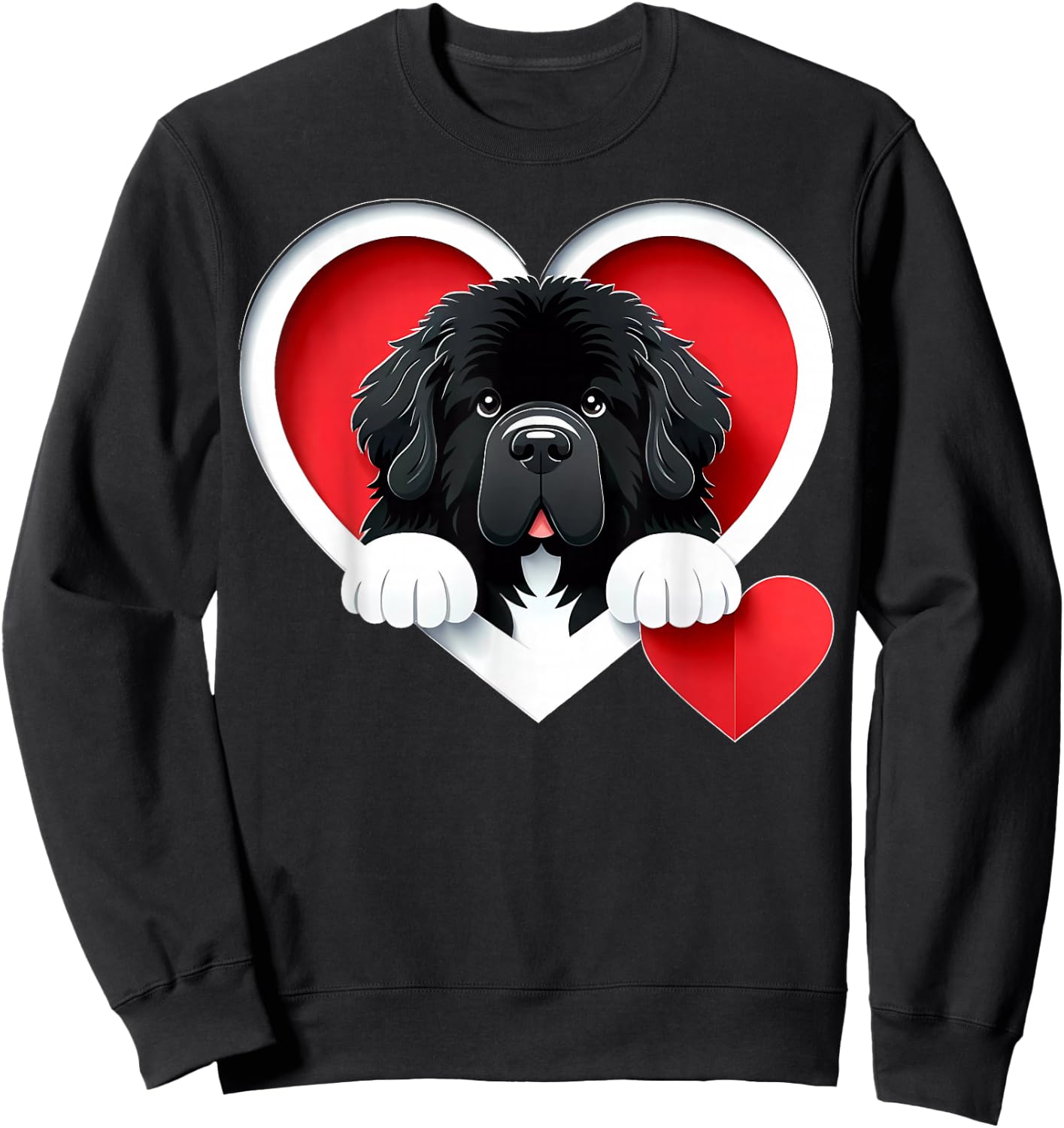 Newfoundland Dog Heart Cute Newfie Puppy Sweatshirt - Sweatshirt | Black