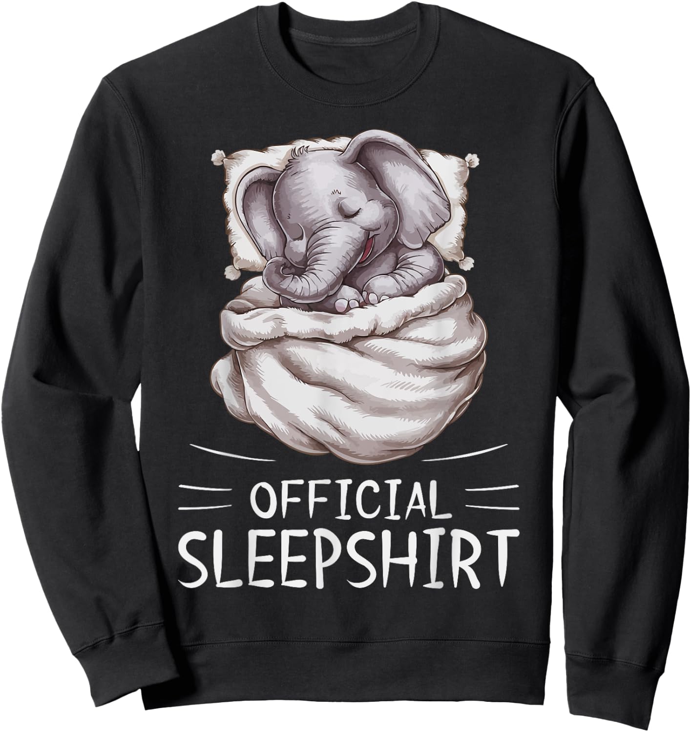 Elephant Animal Official Sleepshirt Pajamas Nightgown Sweatshirt - Sweatshirt | Black