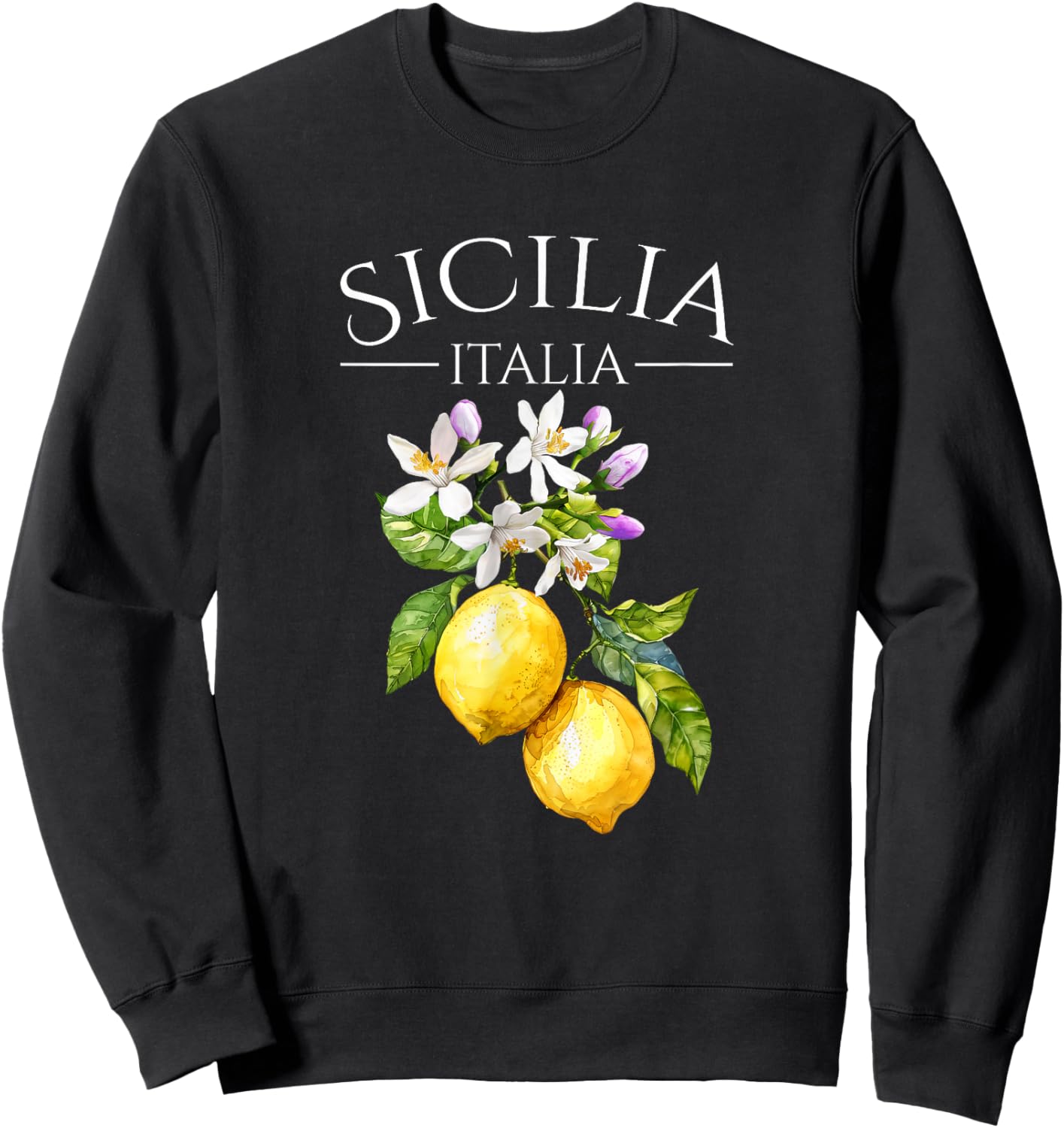 Sicilia Italian Souvenir Italy Lemons Sweatshirt - Sweatshirt | Black