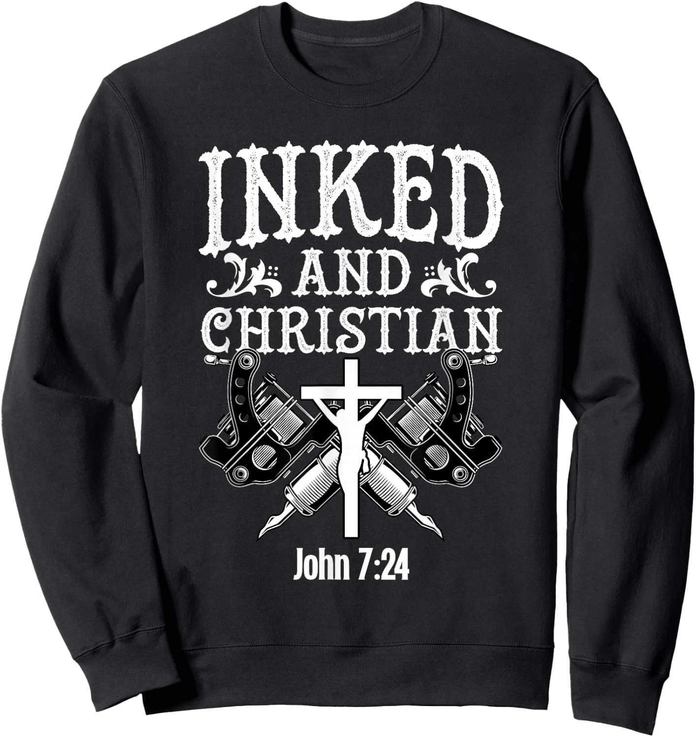 Inked And Christian Jesus Tattooed Women Ink Tattoo Lady Sweatshirt - Sweatshirt | Black