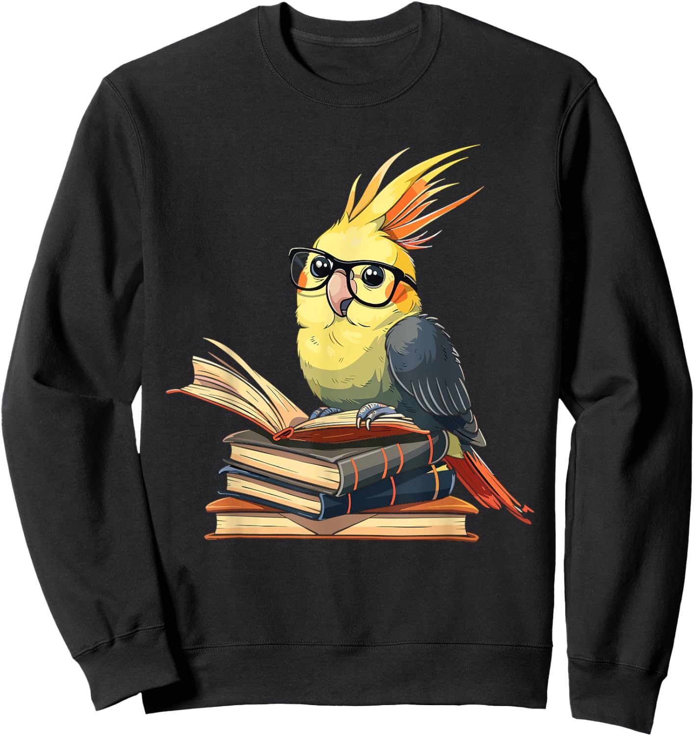 Cockatiel Reading Book Librarian Library Sweatshirt - Sweatshirt | Black