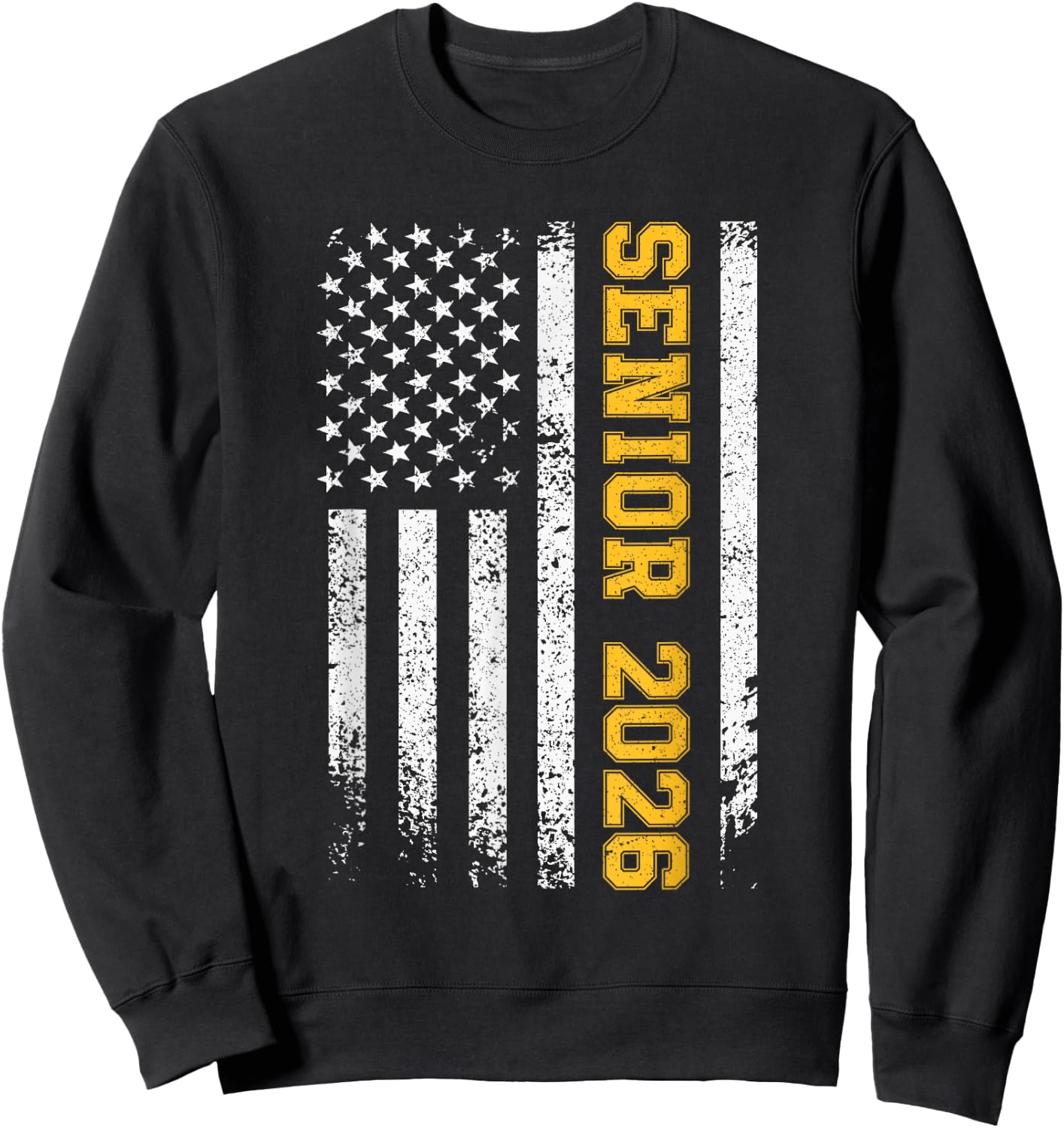 Senior 2026 American Flag USA Graduation Class of 2026 Kids Men Sweatshirt - Sweatshirt | Black