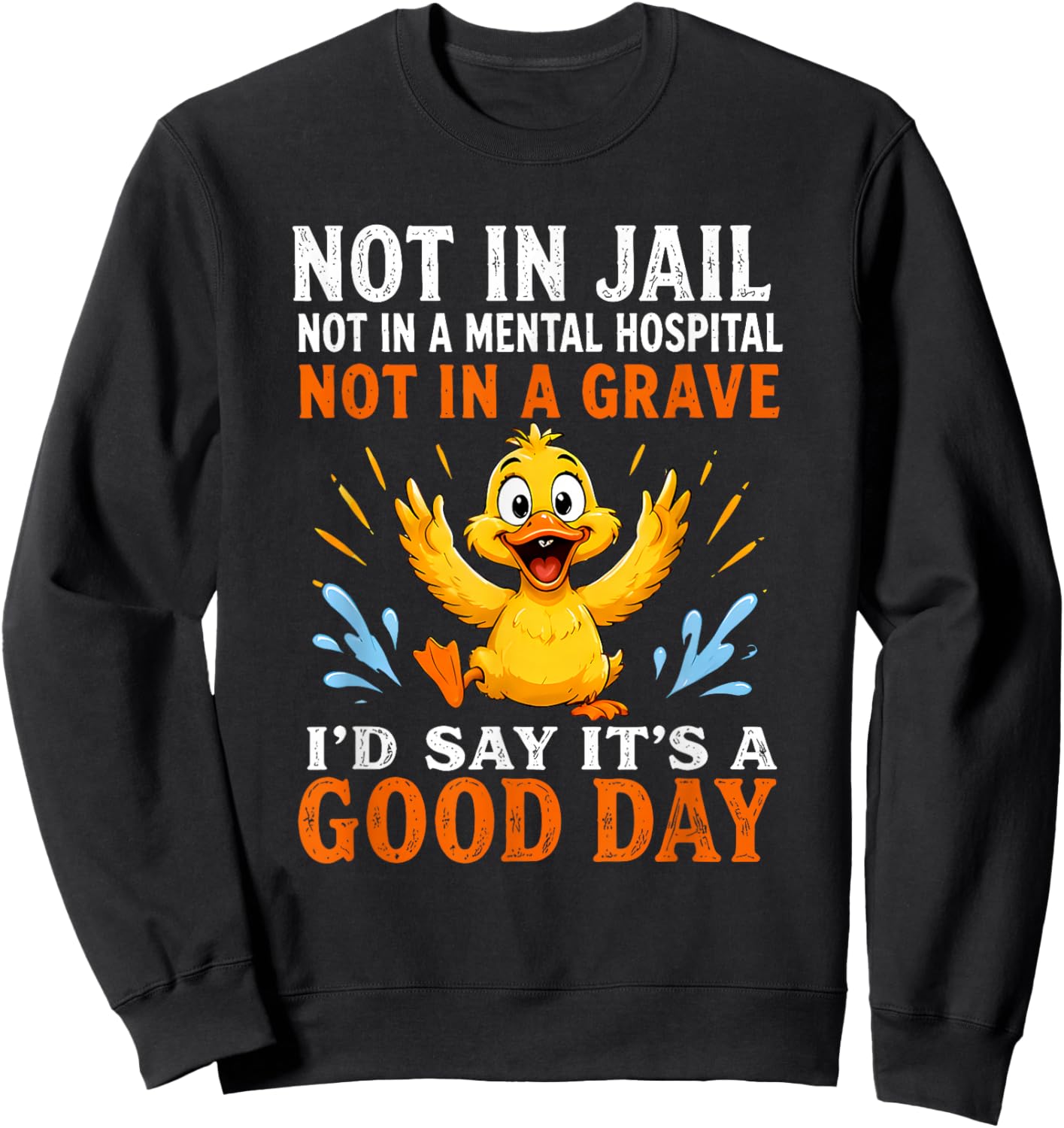 Not in Jail Not in A Mental Hospital Not in A Grave I'd Say Sweatshirt - Sweatshirt | Black