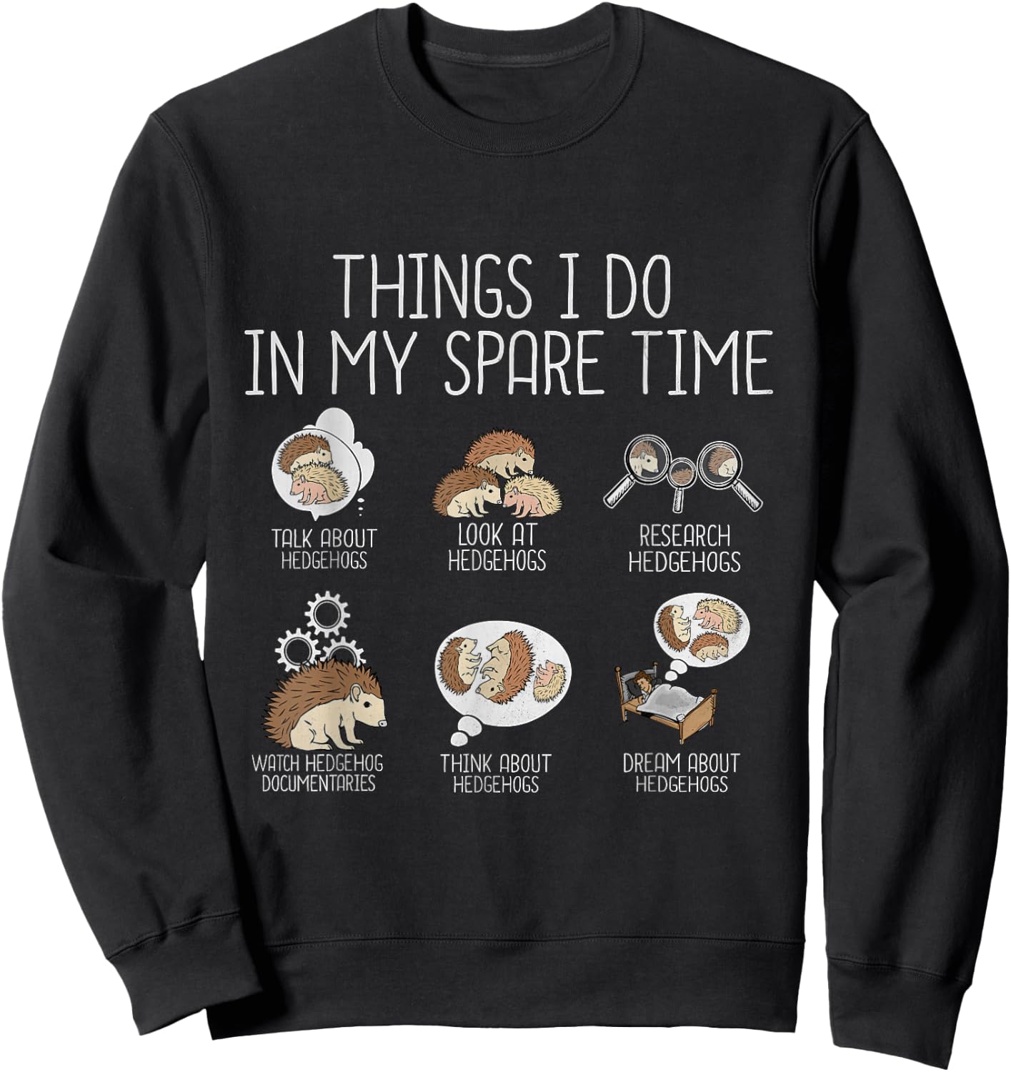 Funny Hedgehog Lover Kids Women Hedgehog Sweatshirt - Sweatshirt | Black