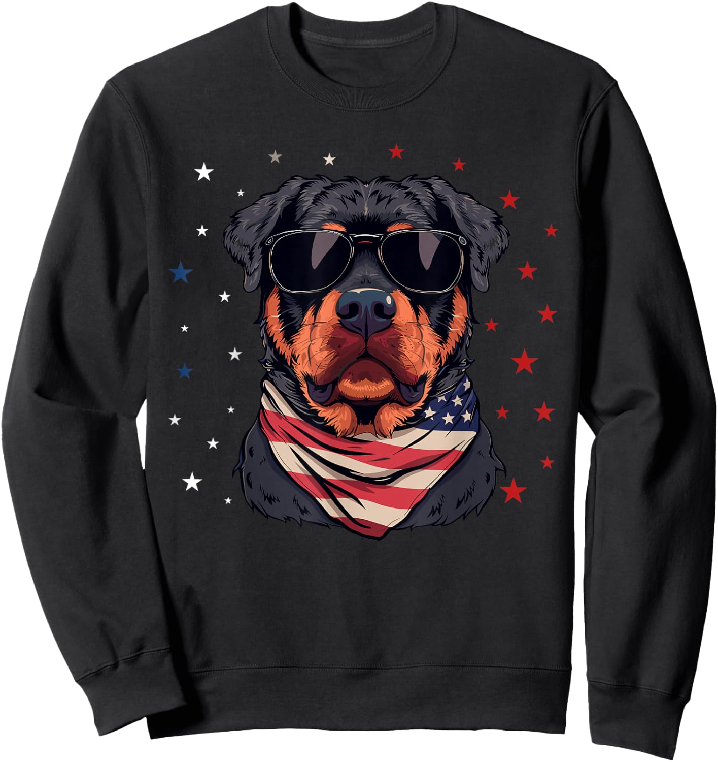 Patriotic American Rottweiler USA Flag Dog 4th Of July Sweatshirt - Sweatshirt | Black